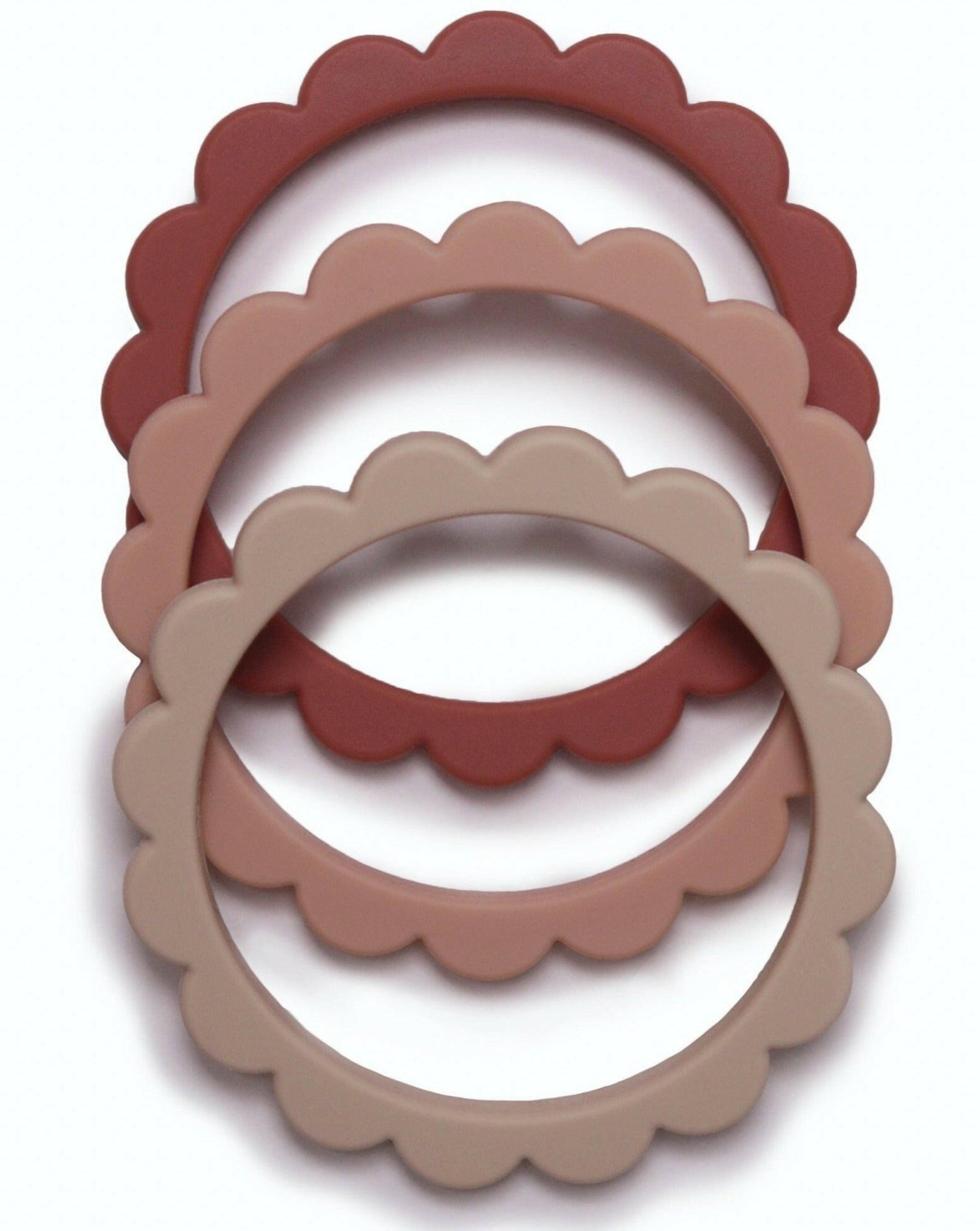 Flower Teething Bracelet 3 - Pack Rose \ Blush \ Shifting Sand Pacifiers & Teethers Mushie Rose, Blush, Shifting Sand