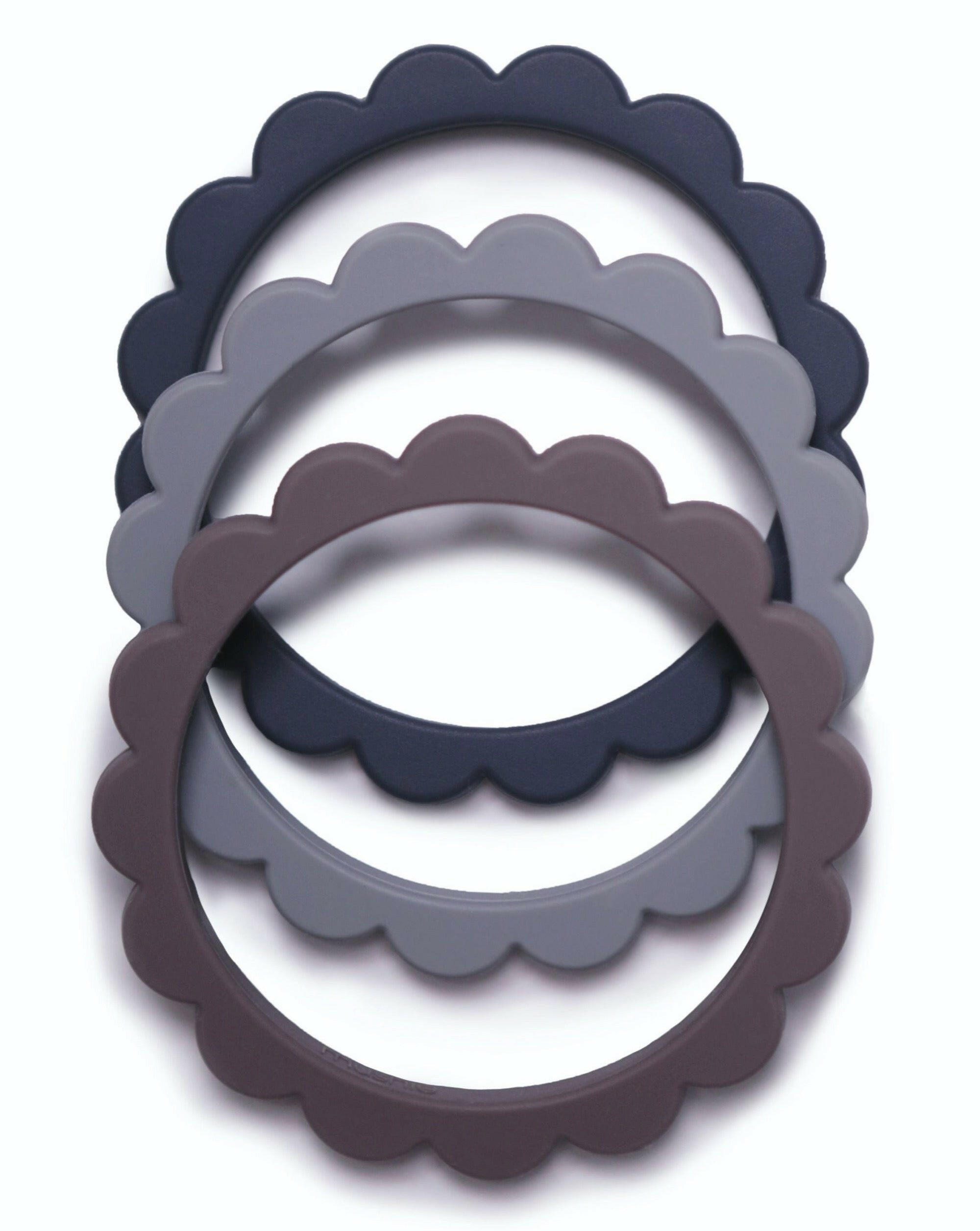 Flower Teething Bracelet 3 - Pack Steel / Dove Gray / Stone Baby Essentials Mushie Steel / Dove Gray / Stone