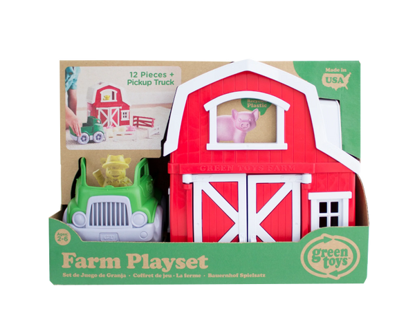 Green Toys Farm Playset Truck Barn Fence Animals Kids Toddlers Bedroom Playroom Inside Outside Eco-Friendly Recyclable
