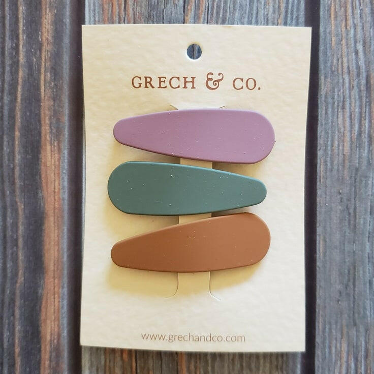 Matte Clips - Set of 3 Hair Accessories Grech & Co. Fern / Spice / Burlwood