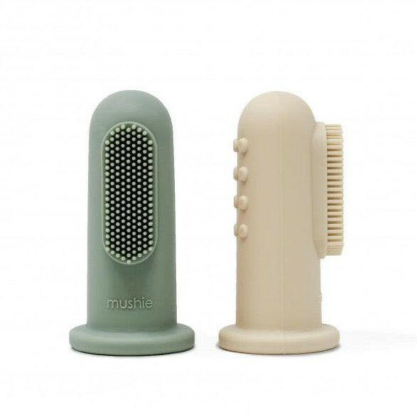 Finger Toothbrush - Shifting Sand/Cambridge Blue Baby Essentials Mushie
