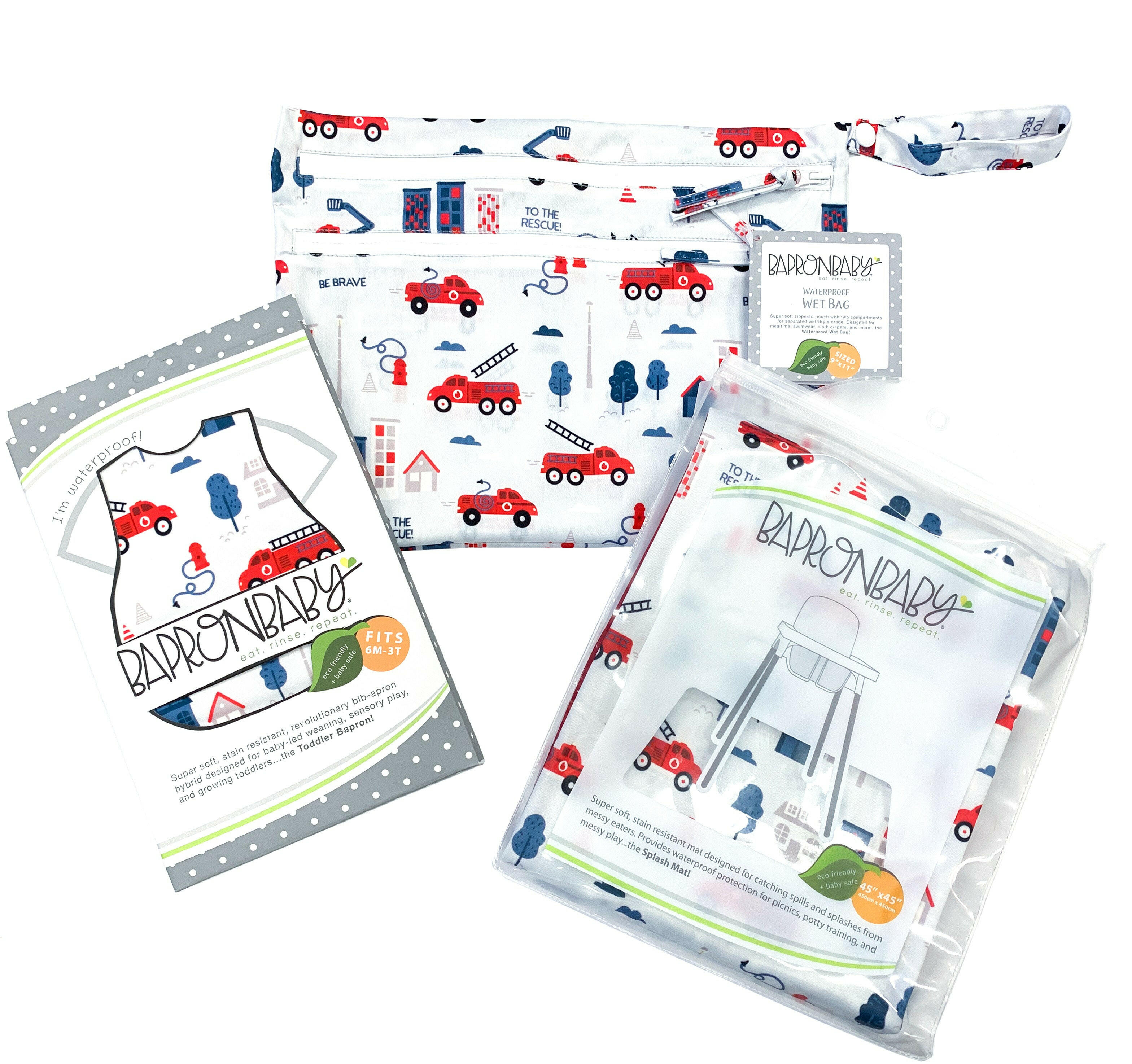 Be Brave - Firefighter Splash Mat - A Waterproof Catch-All for Highchair Spills and More! BapronBaby
