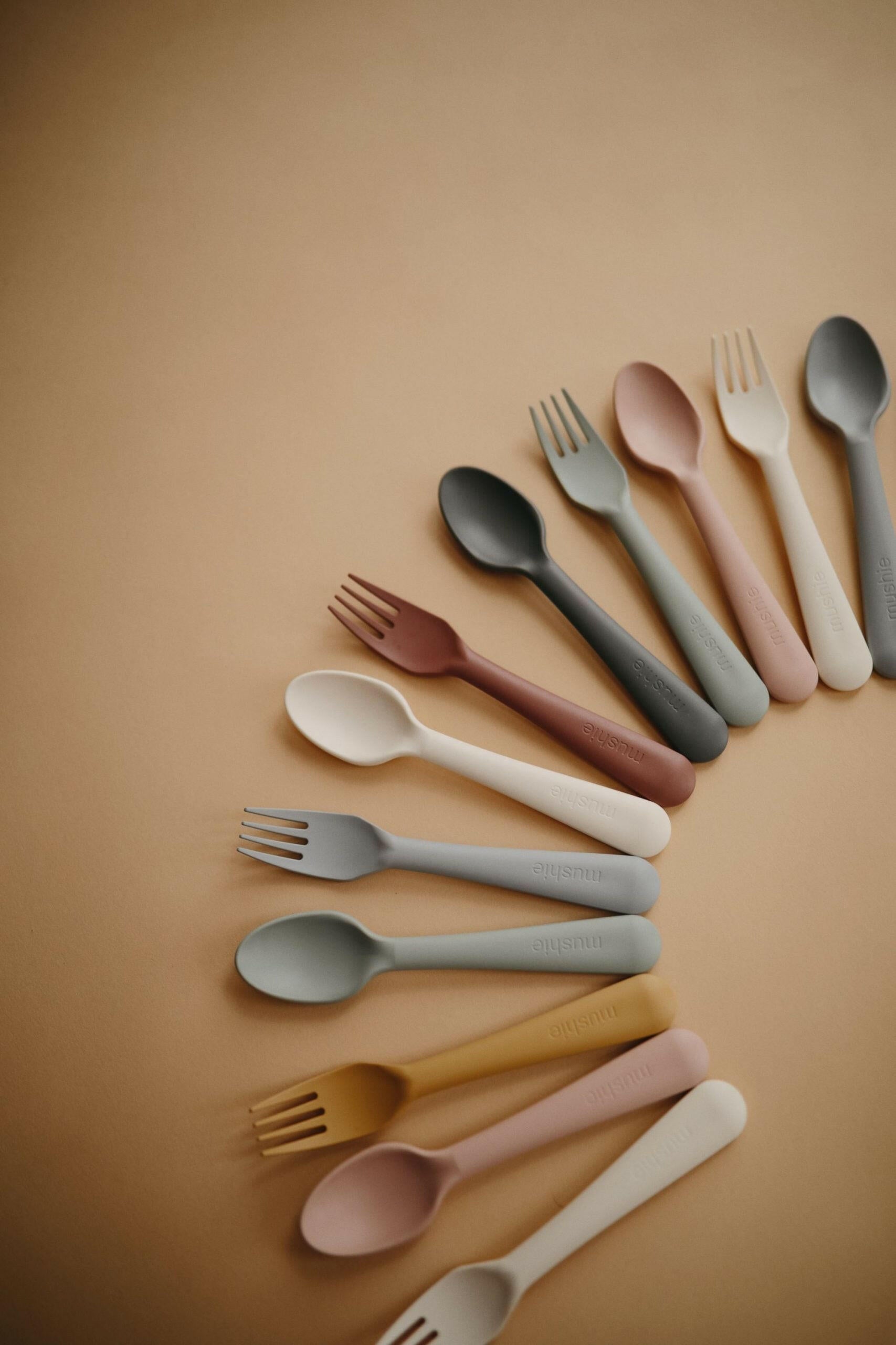 Fork and Spoon Set -Smoke feeding Mushie