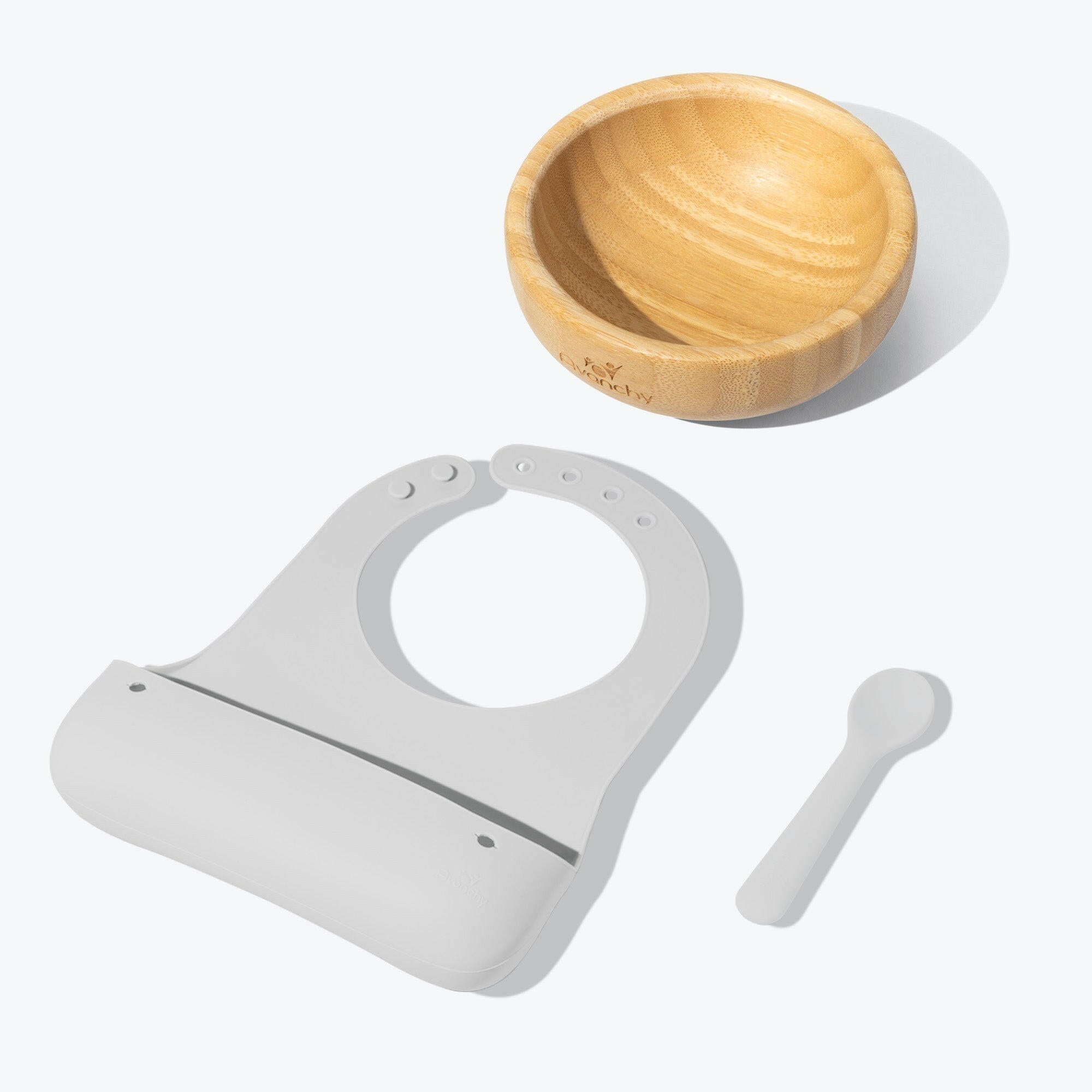 Avanchy Early Feeding Baby Gift Set Baby Feeding Avanchy Sustainable Baby Dishware Gray Bamboo Bowl