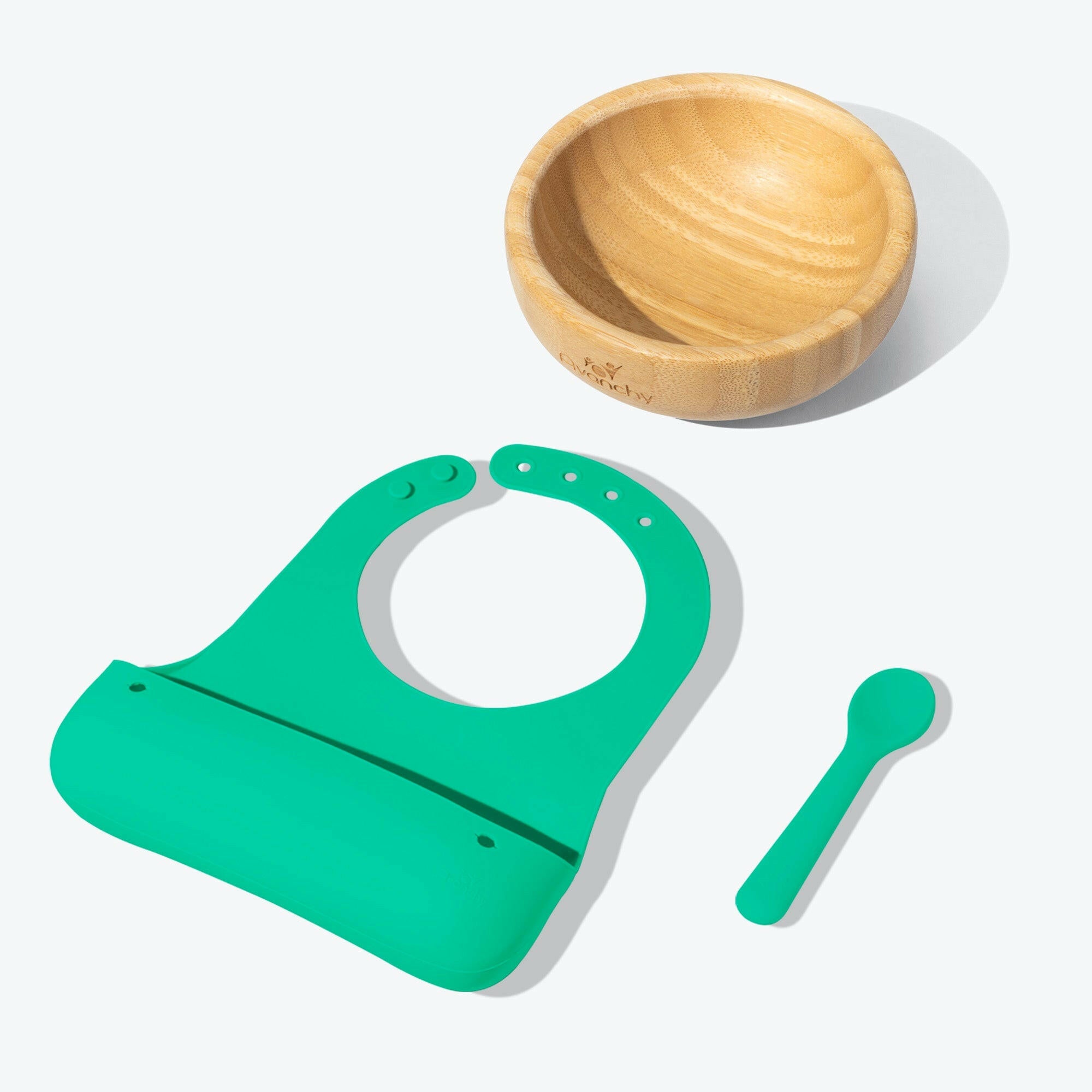 Avanchy Early Feeding Baby Gift Set Baby Feeding Avanchy Sustainable Baby Dishware Green Bamboo Bowl