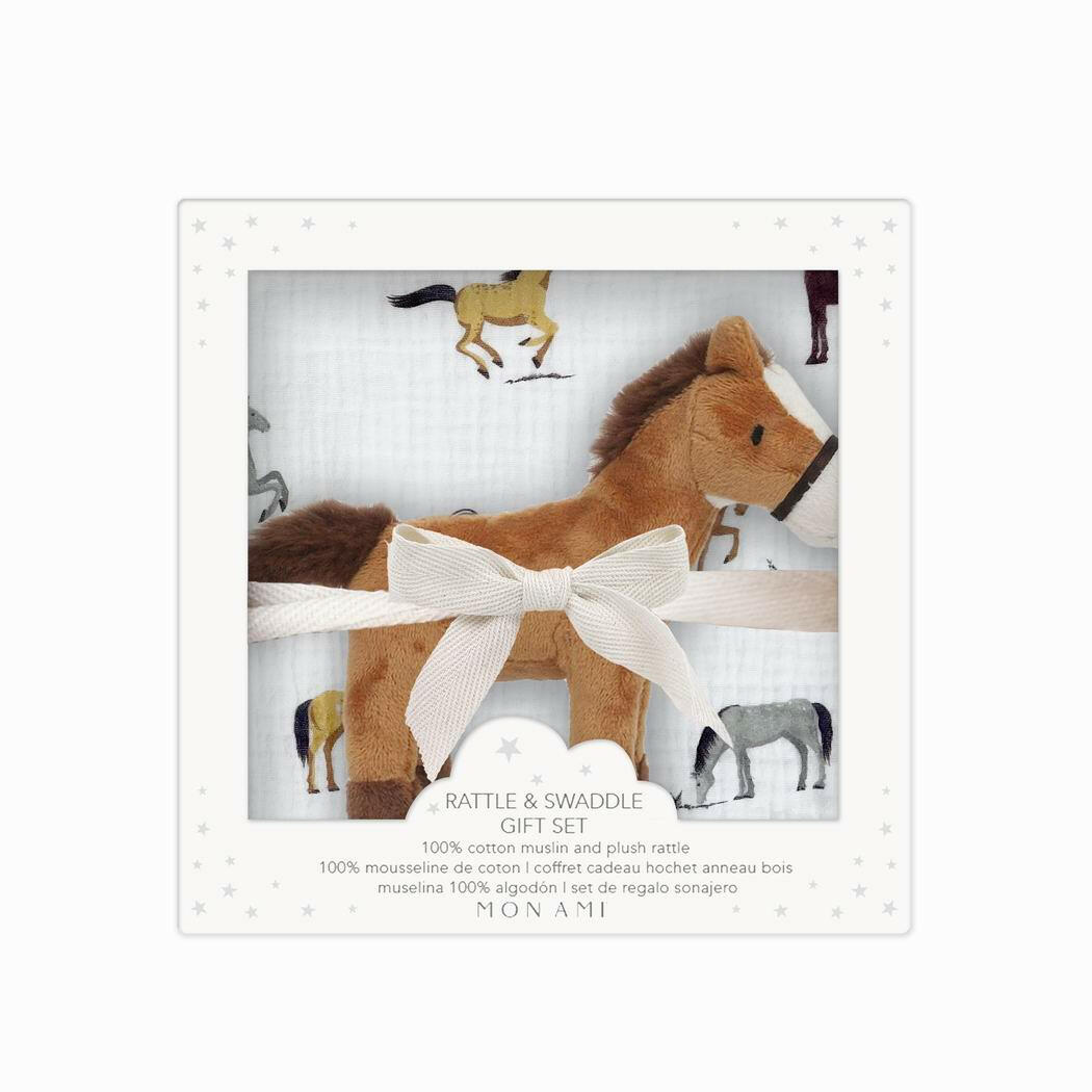 CHANTILLY BLANKET AND RATTLE GIFT SET Stuffed Toy MON AMI