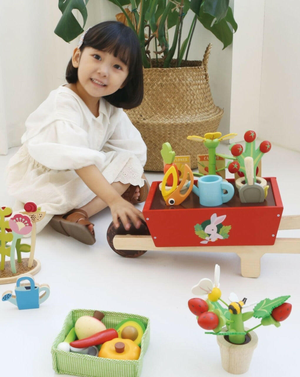 Garden Wheelbarrow Set Wooden Toys Tender Leaf