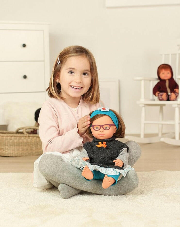 Baby Girl Down Syndrome with Glasses Dolls Miniland