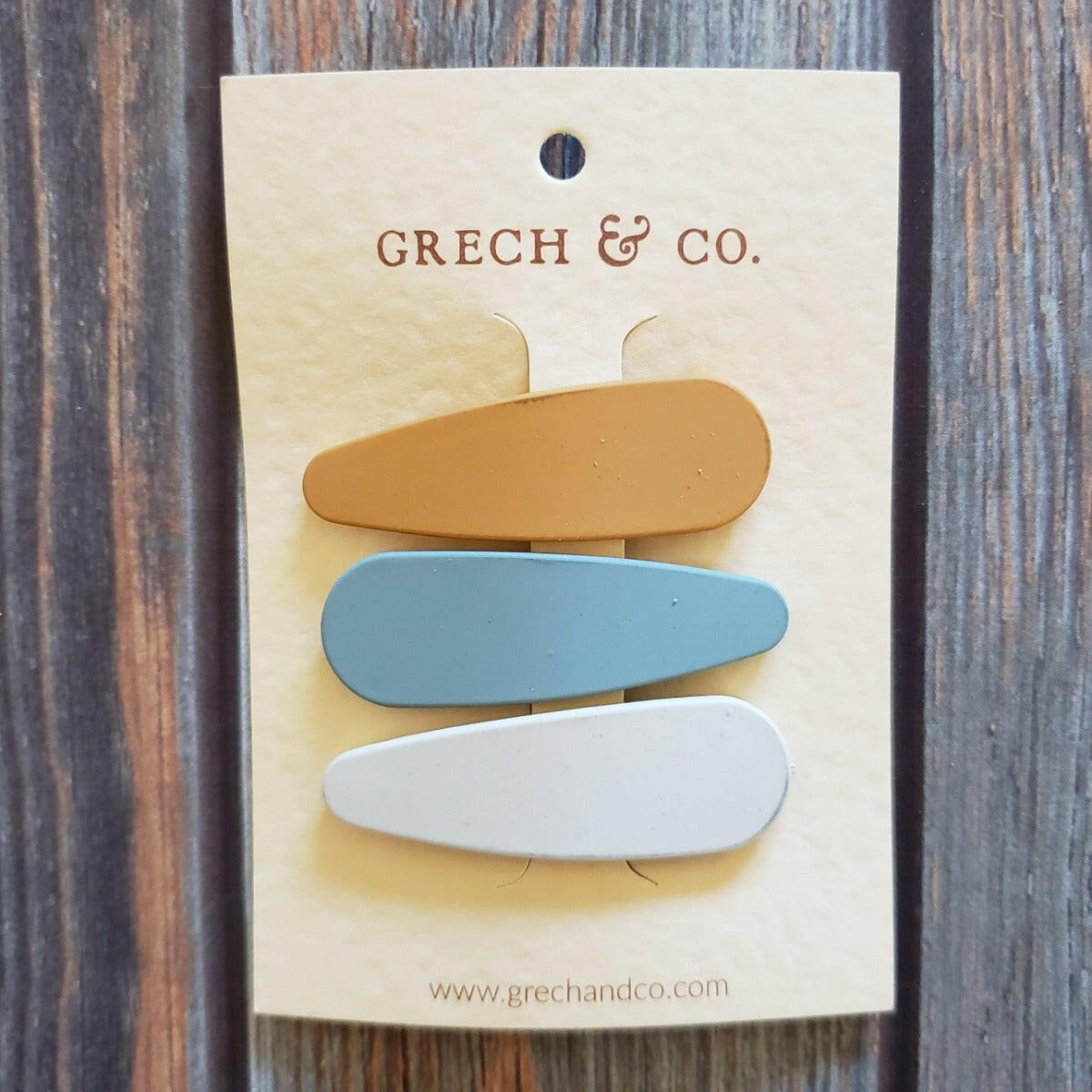Matte Clips - Set of 3 Hair Accessories Grech & Co. Golden / Light Blue / Buff