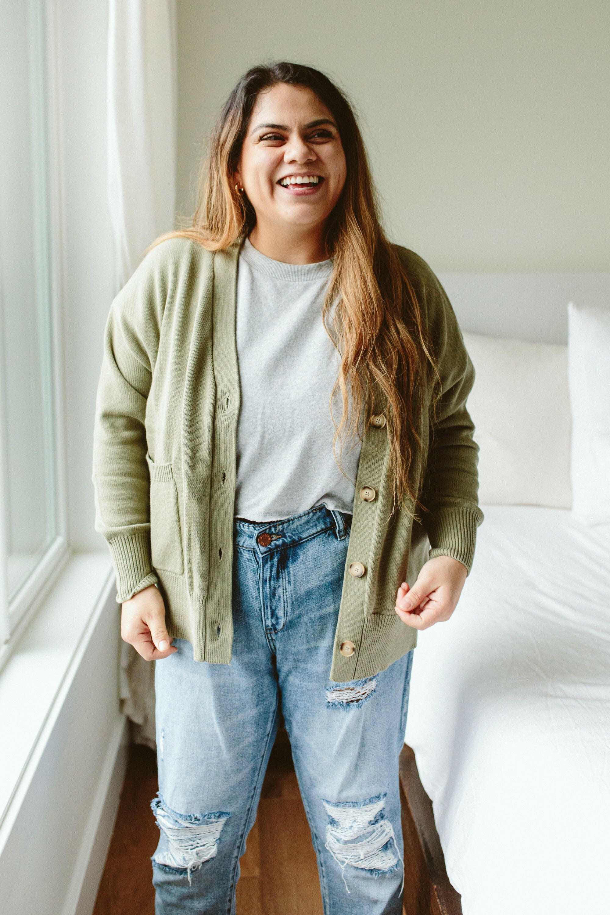 WOMENS KNIT BUTTON-UP SWEATER | ARTICHOKE womens apparel goumikids