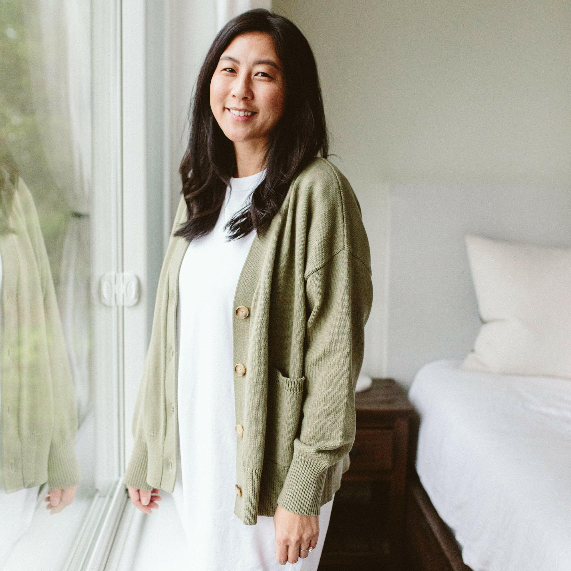 WOMENS KNIT BUTTON-UP SWEATER | ARTICHOKE womens apparel goumikids