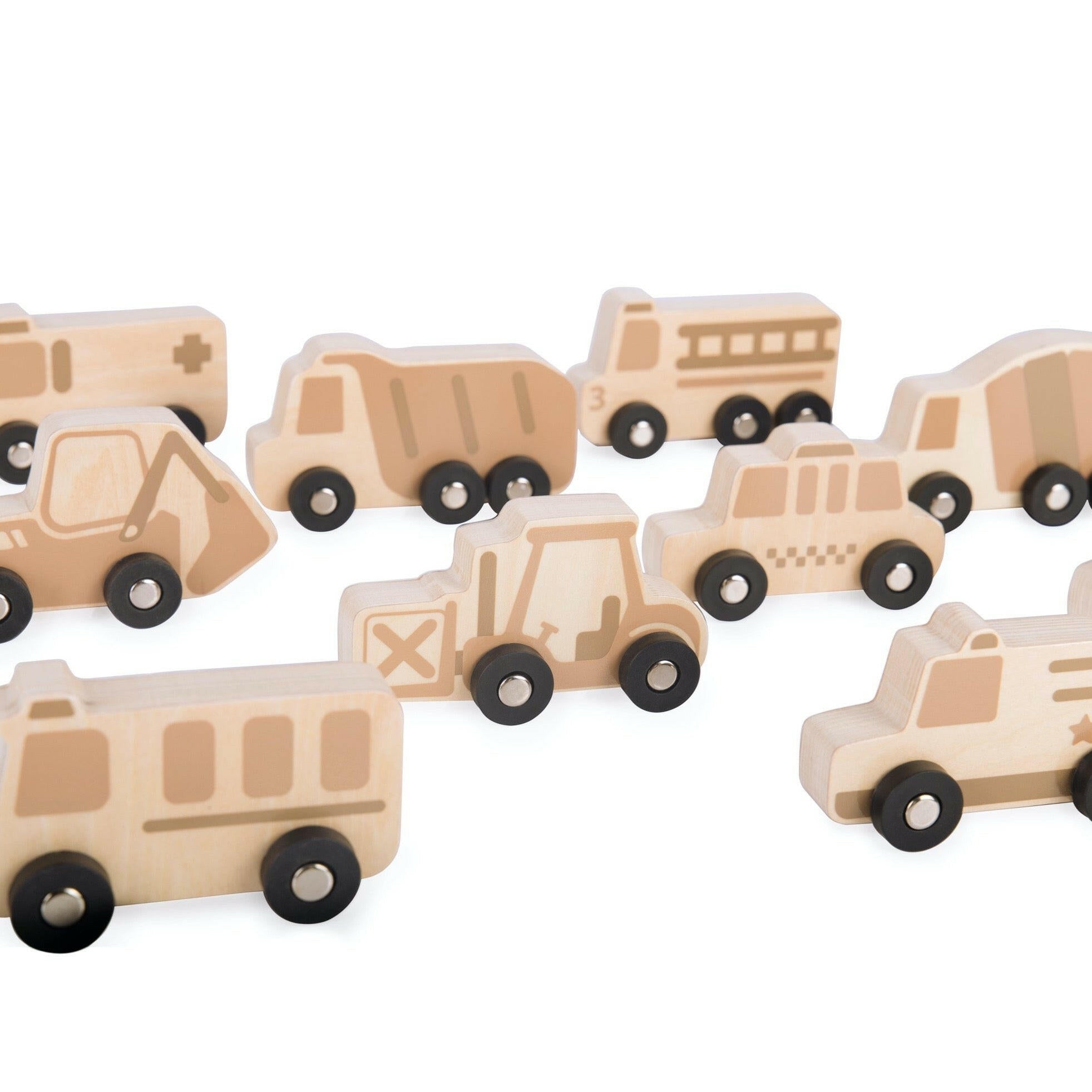 Mini Wooden Trucks - Set of 10 Cars Guidecraft