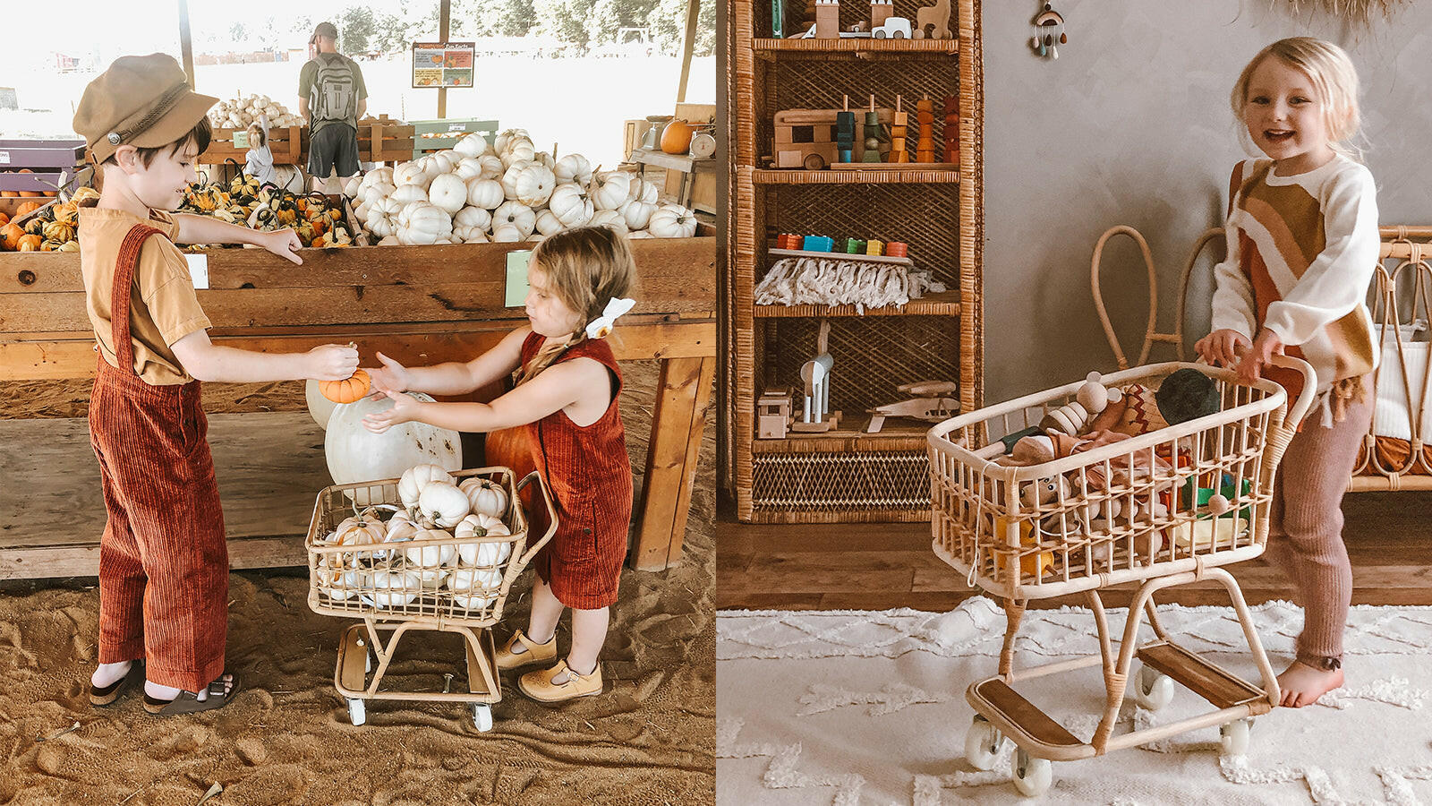Rattan Toy Shopping Cart Poppie Toys