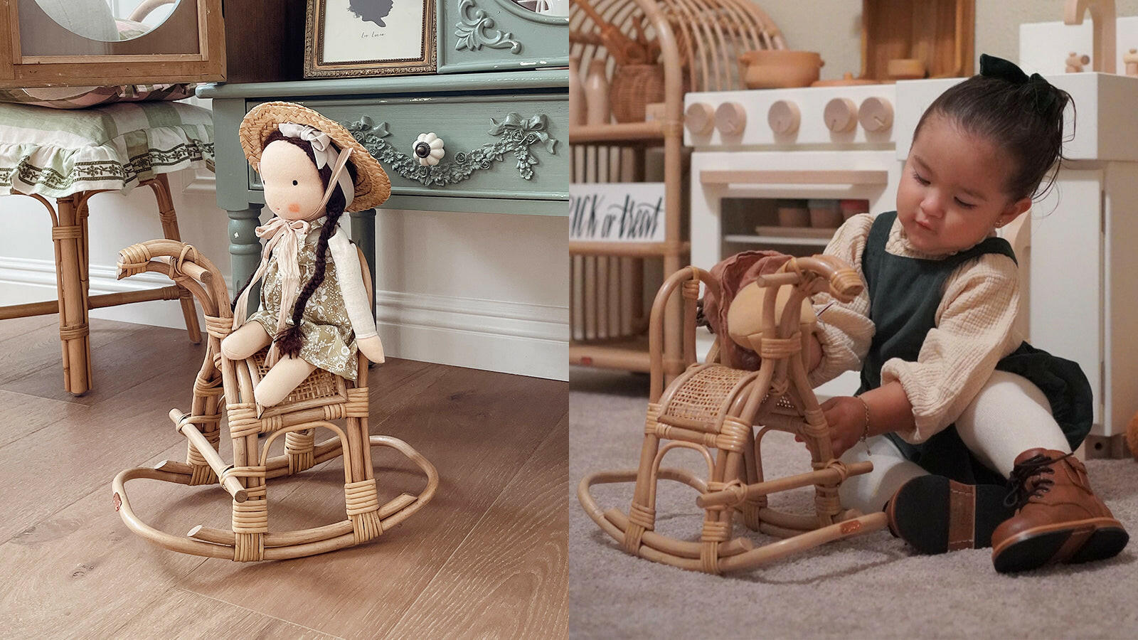 Poppie rocker, Rattan Rocking Horse Poppie Toys