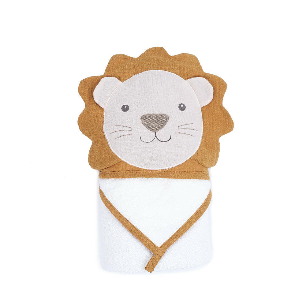 PETIT LION TOWEL AND WASHCLOTH SET Hooded Bath Wraps MON AMI