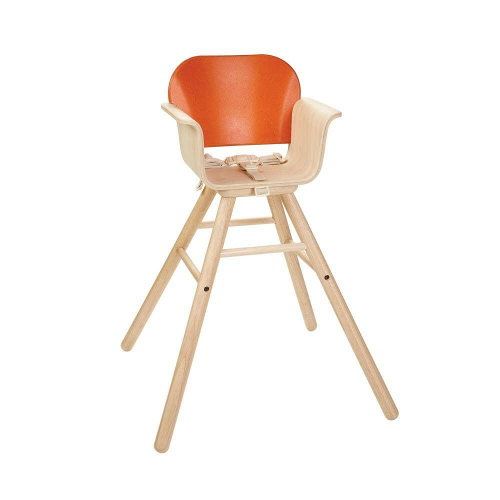Rubberwood High Chair - Orange Highchairs PlanToys