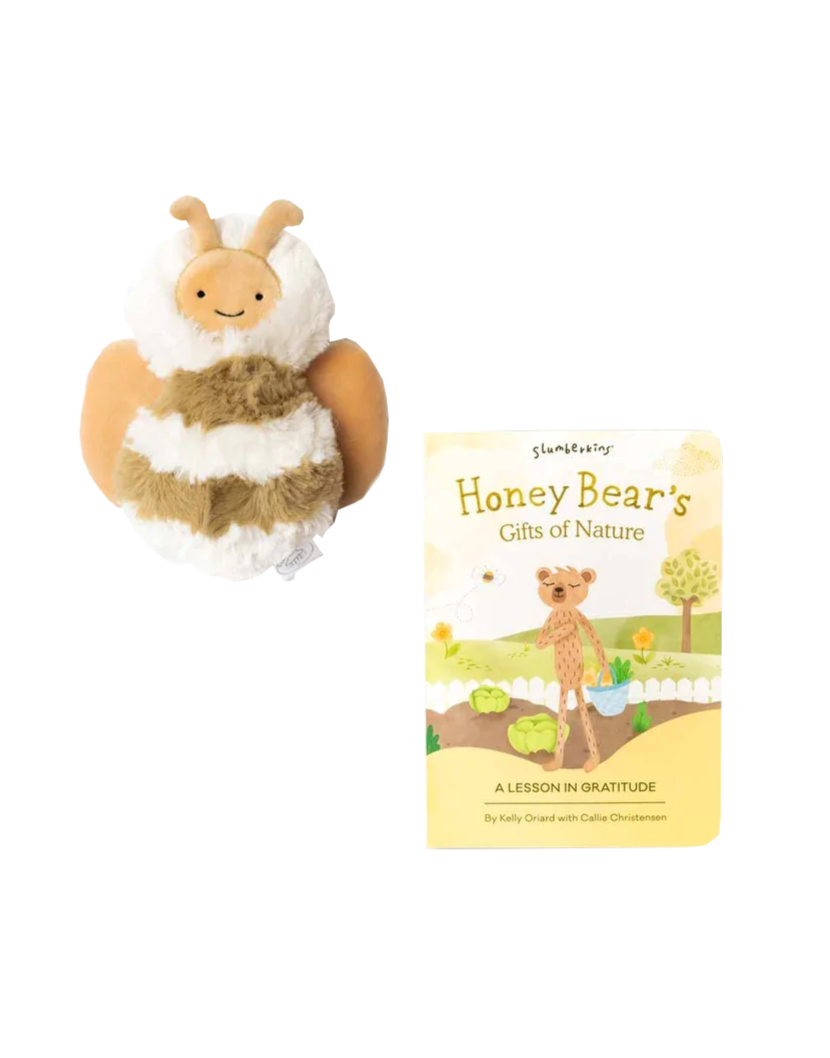 Honey Bee Mini & Honey Bear Board Book Bundle Soft Dolls Slumberkins