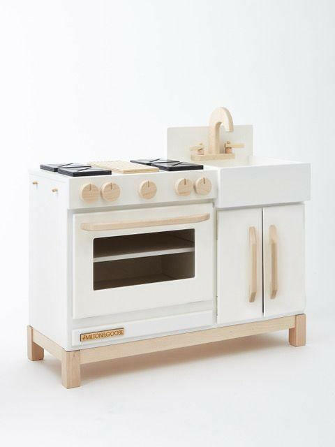 Wooden Toddler Play Kitchen - White Kids Toys Milton & Goose