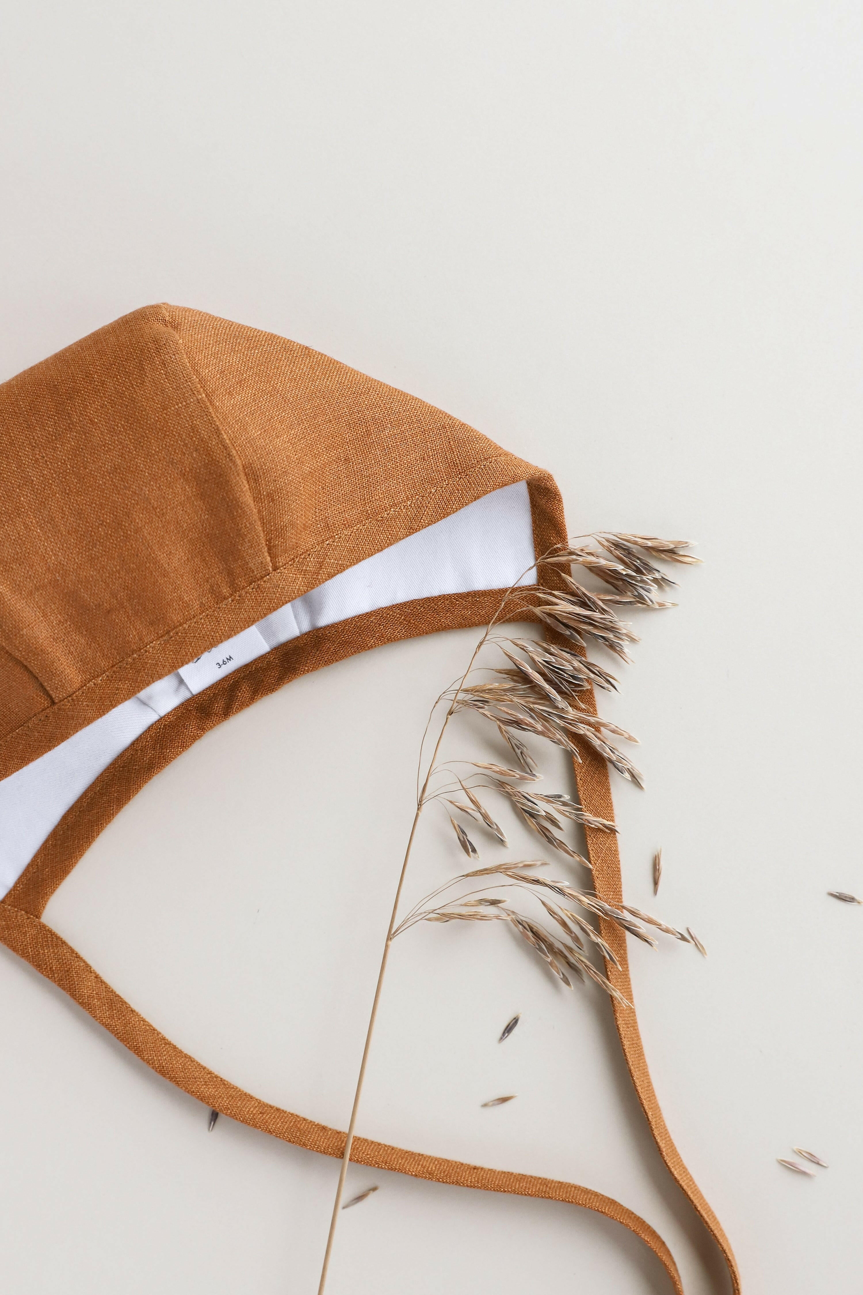 Rust Linen Bonnet Cotton-Lined Bonnets Briar Baby®
