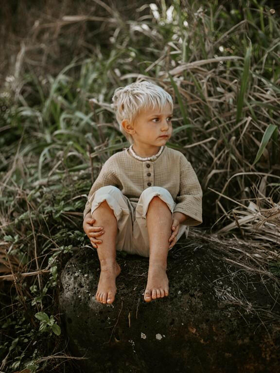 The Muslin Henley - Sand Clothing The Simple Folk