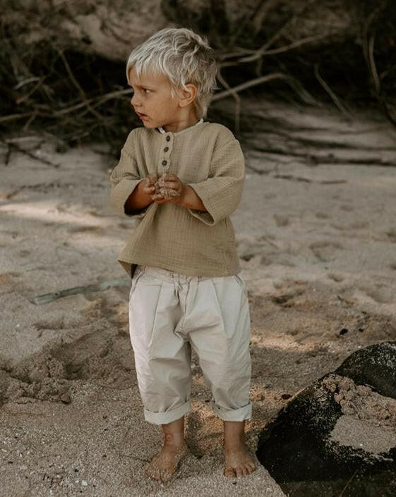 The Muslin Henley - Sand Clothing The Simple Folk