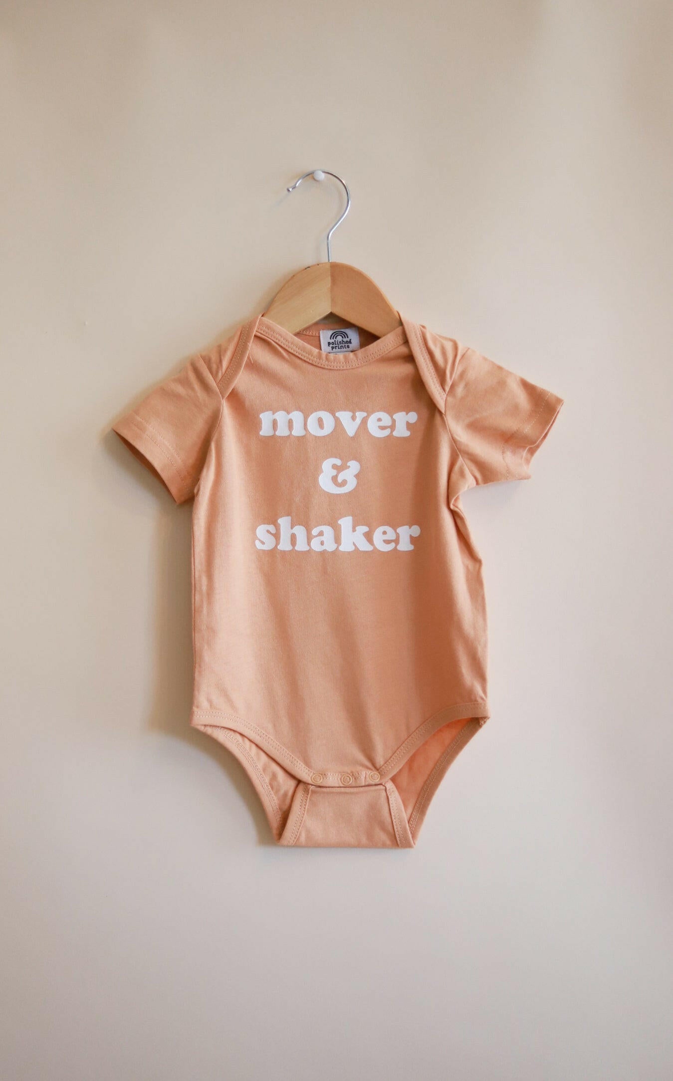 Mover & Shaker Organic Cotton Baby Bodysuit Baby Bodysuit Polished Prints 3mo (NB) Toast