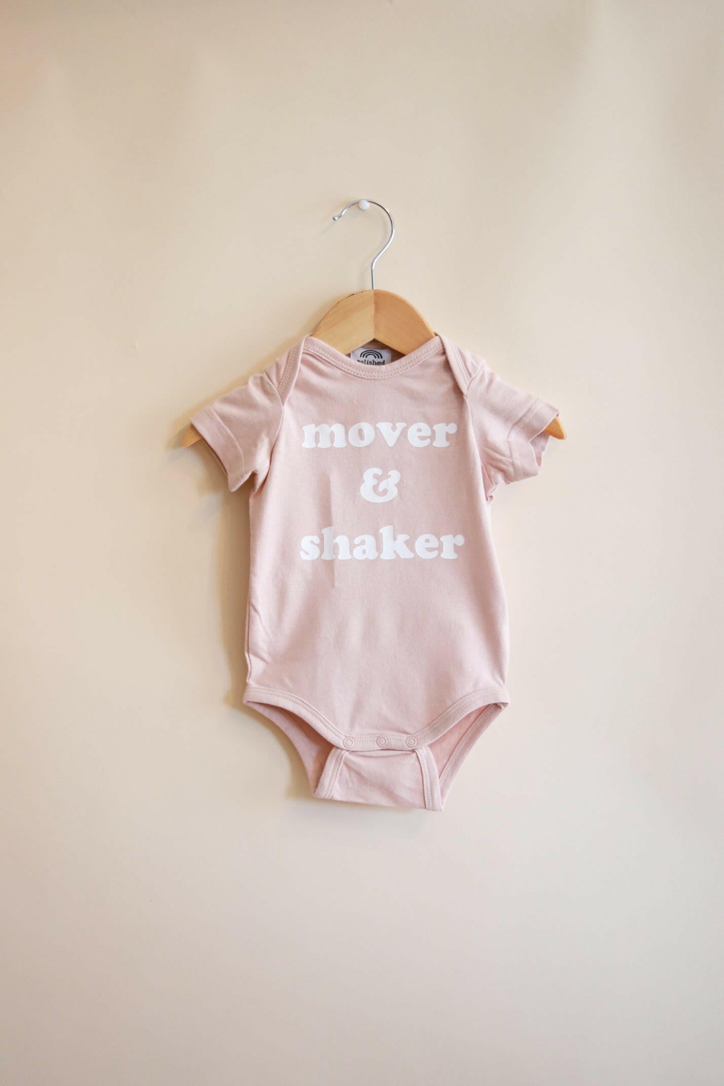 Mover & Shaker Organic Cotton Baby Bodysuit Baby Bodysuit Polished Prints 3mo (NB) Rose Dust