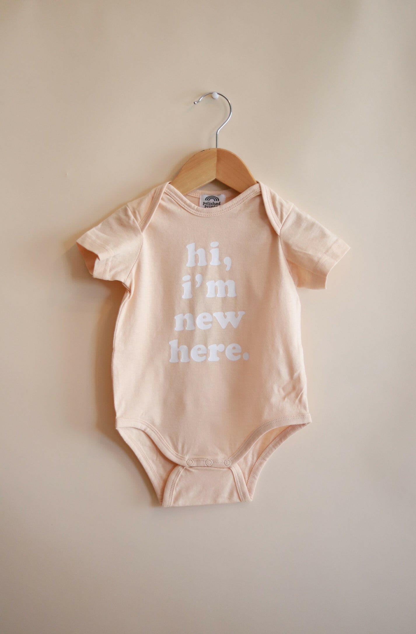 Hi, I'm New Here Organic Cotton Baby Bodysuit Baby Bodysuit Polished Prints