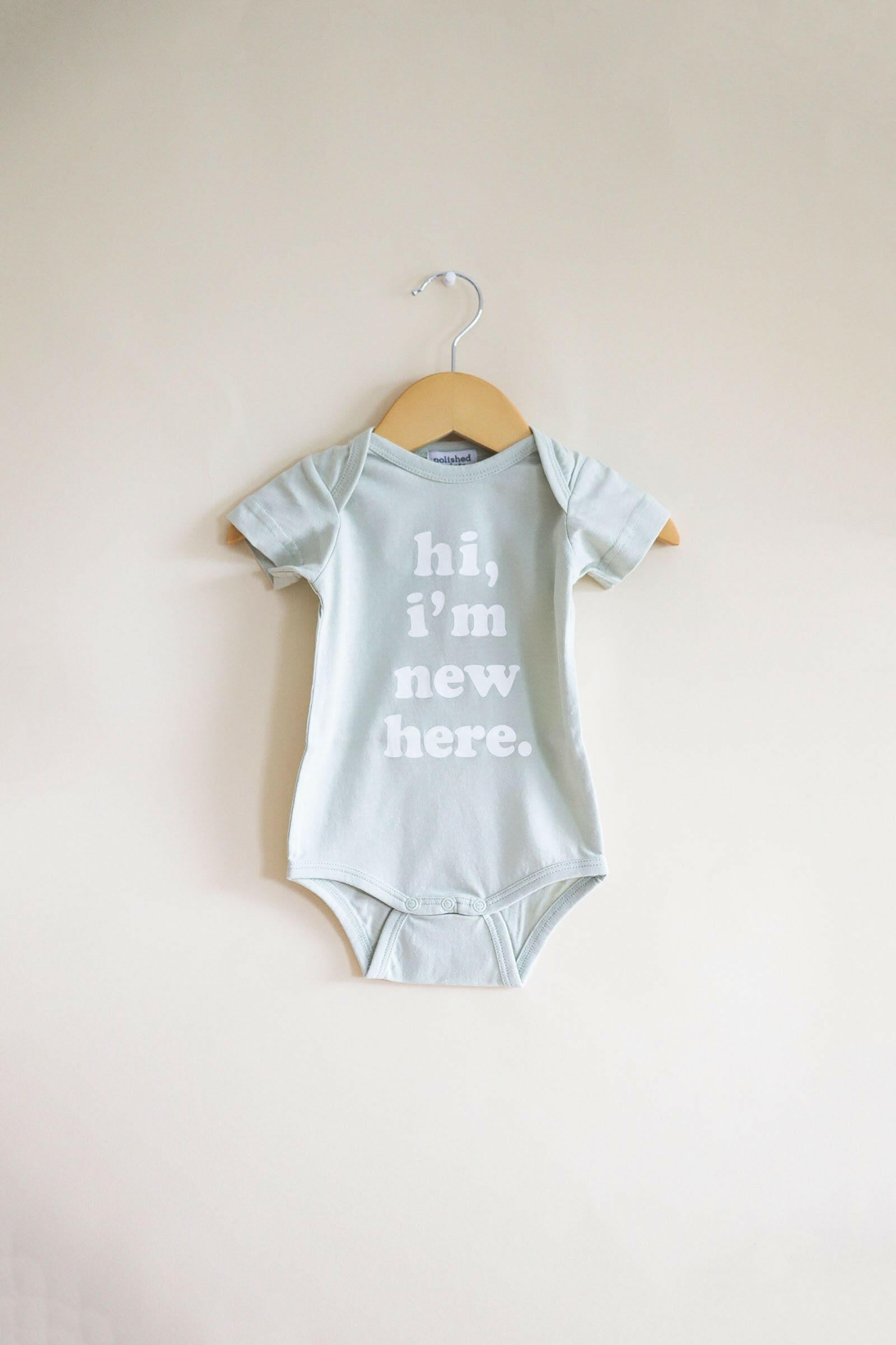 Hi, I'm New Here Organic Cotton Baby Bodysuit Baby Bodysuit Polished Prints