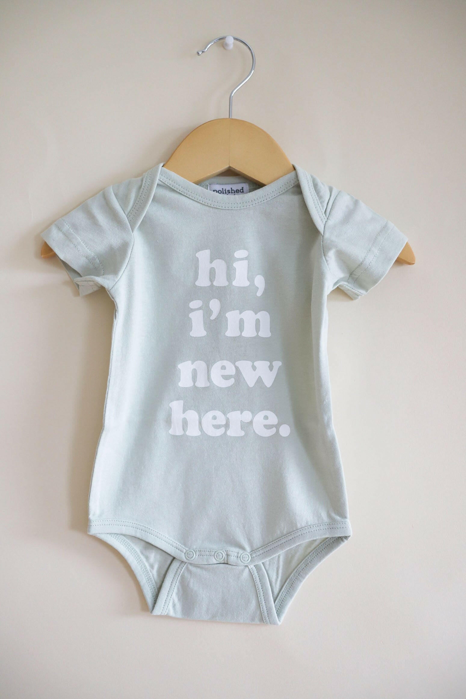 Hi, I'm New Here Organic Cotton Baby Bodysuit Baby Bodysuit Polished Prints