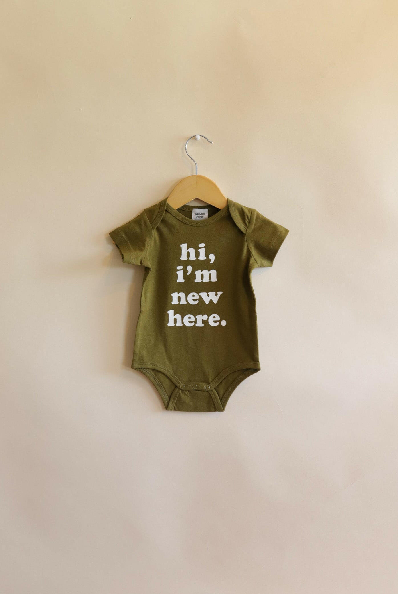 Hi, I'm New Here Organic Cotton Baby Bodysuit Baby Bodysuit Polished Prints
