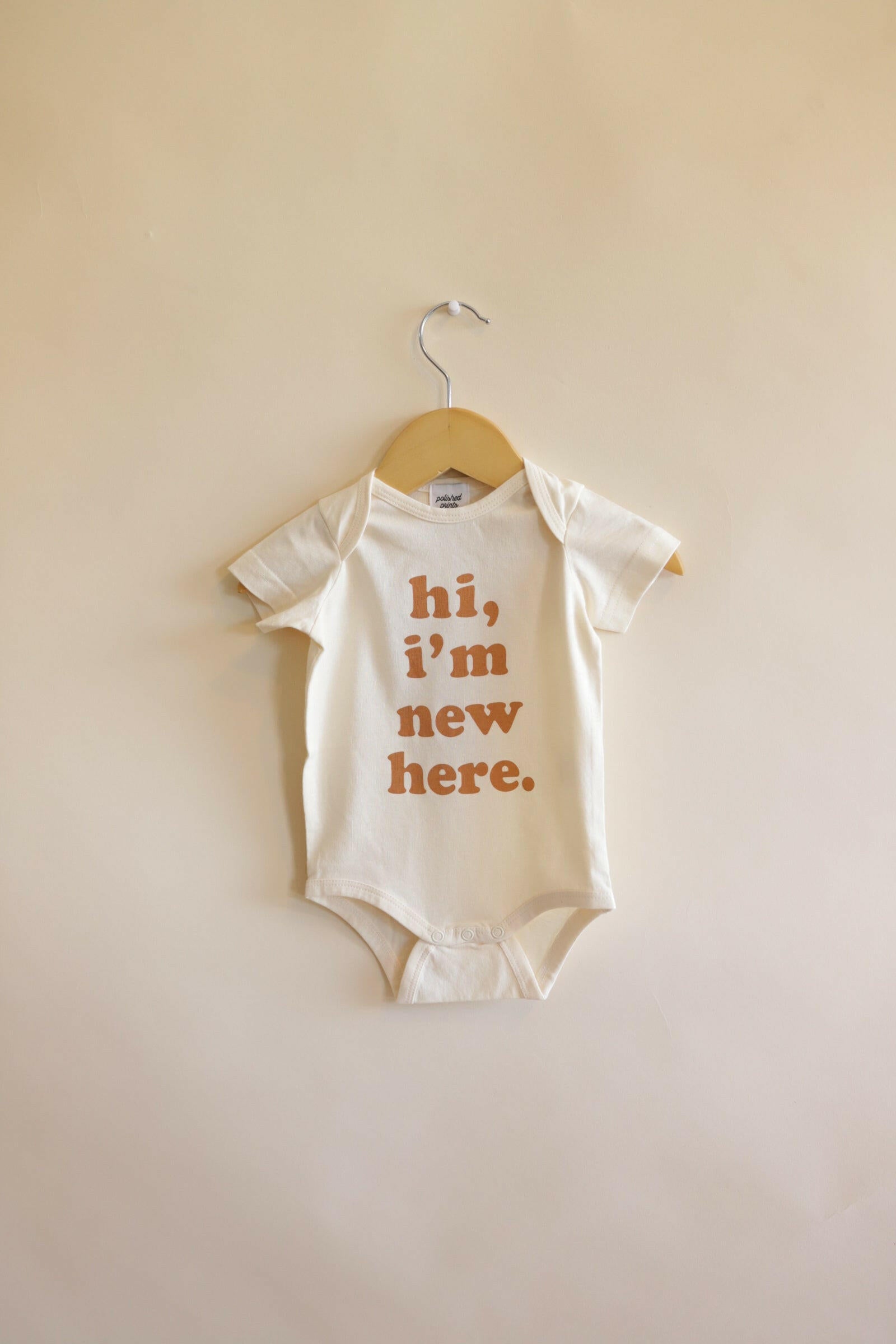 Hi, I'm New Here Organic Cotton Baby Bodysuit Baby Bodysuit Polished Prints