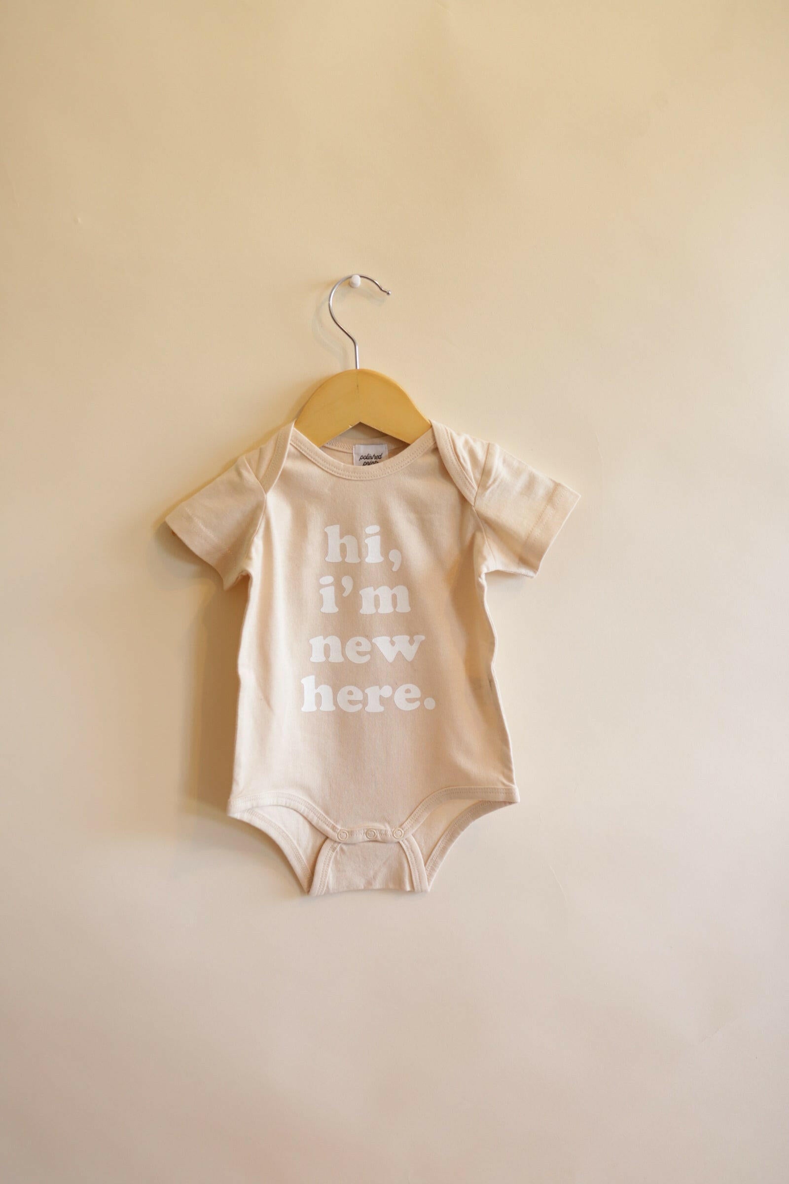 Hi, I'm New Here Organic Cotton Baby Bodysuit Baby Bodysuit Polished Prints