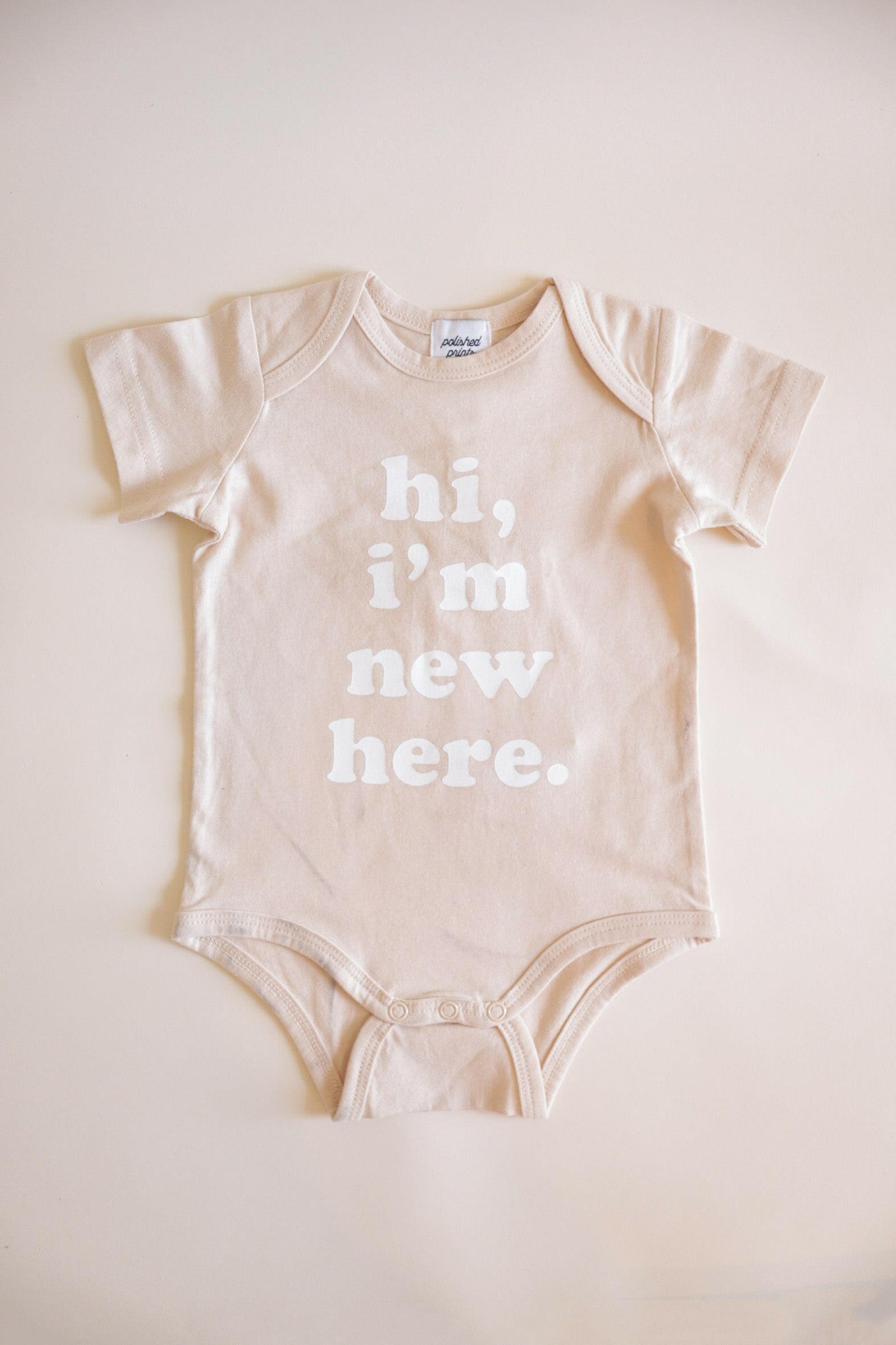 Hi, I'm New Here Organic Cotton Baby Bodysuit Baby Bodysuit Polished Prints