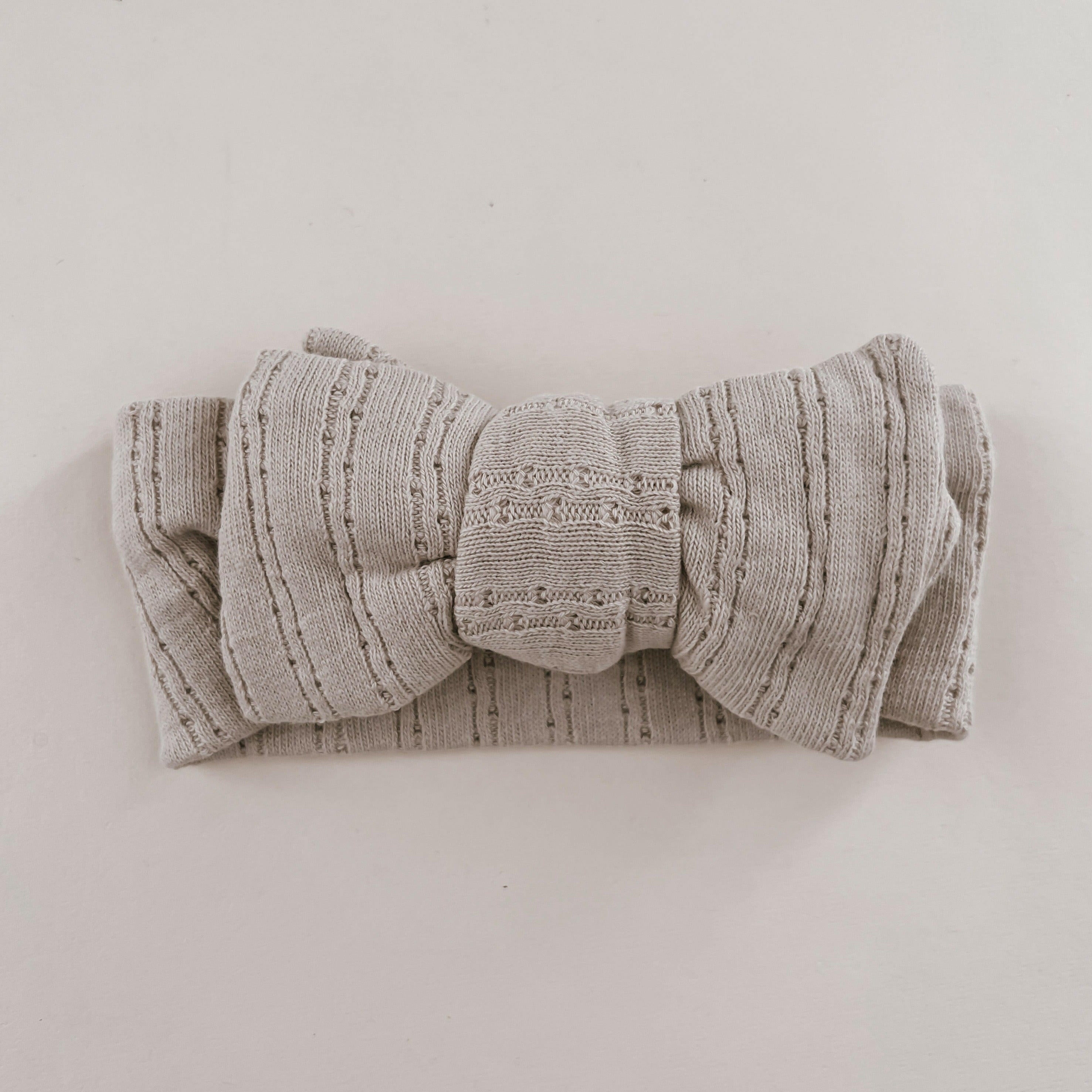 Luna + Luca Pointelle Bow Headband - Beige Luna + Luca