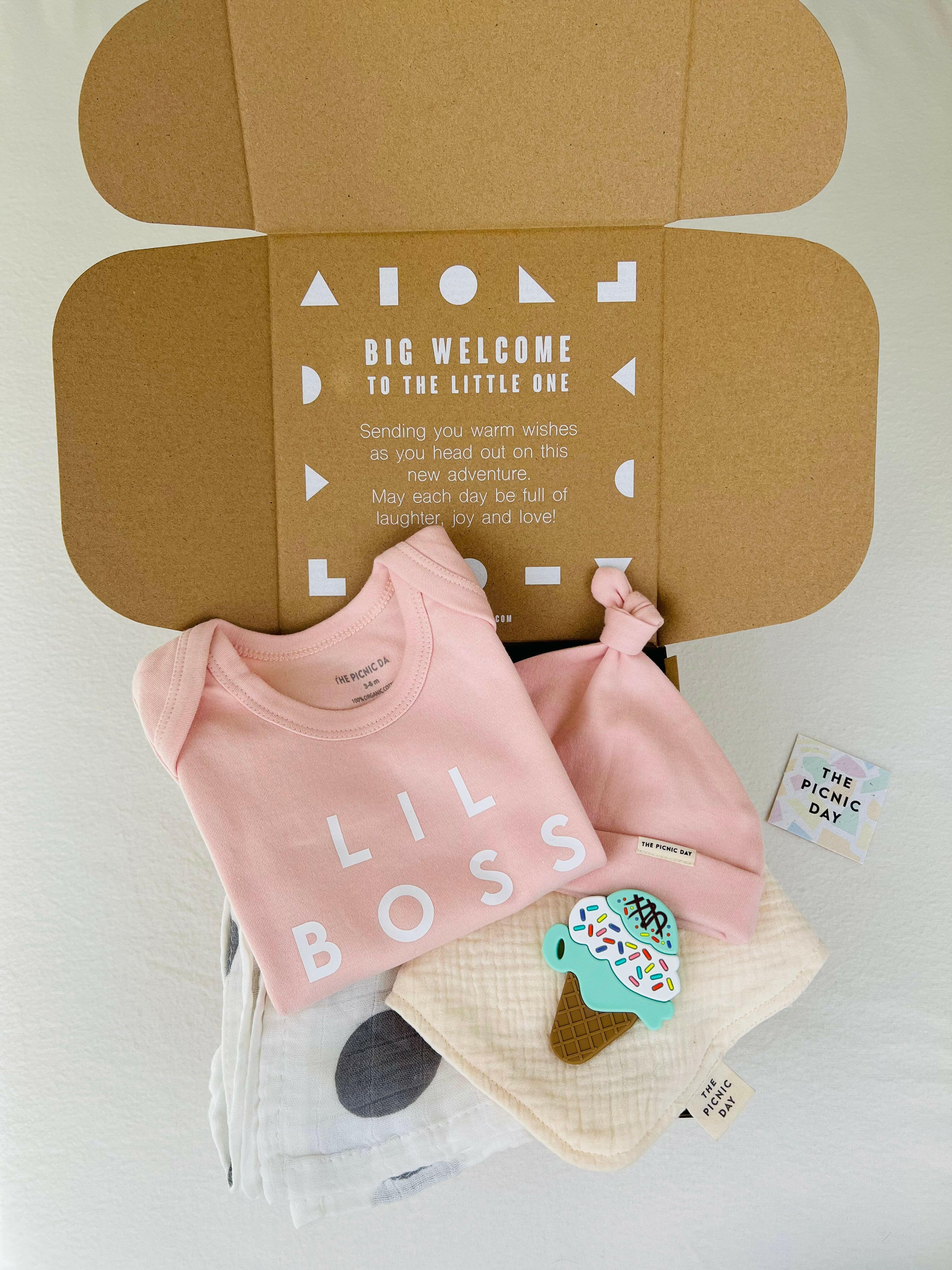 Lil Boss Organic Baby Gift Bundle Baby Pink Baby Gift Sets The picnic day