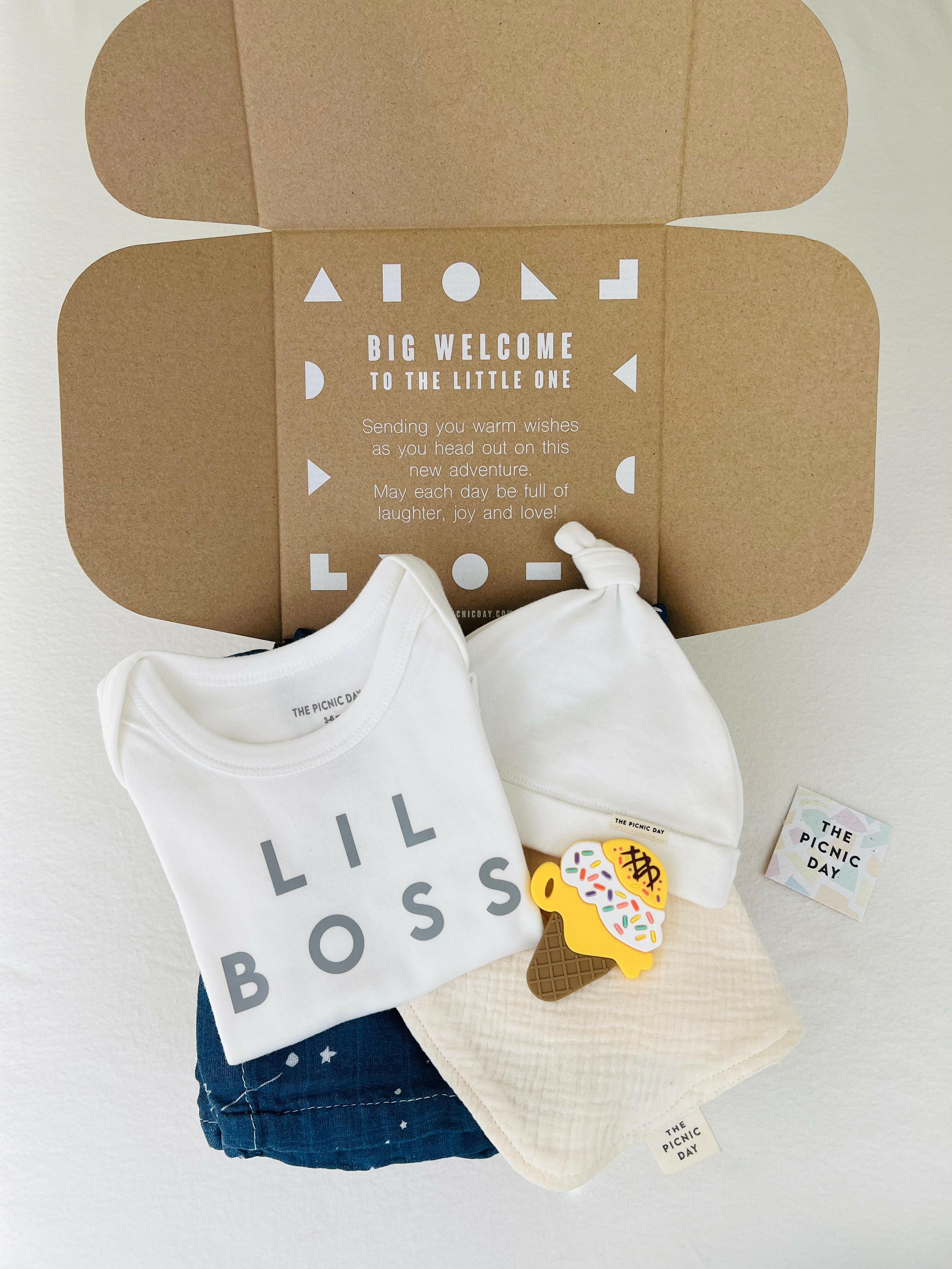 Lil Boss Organic Baby Gift Bundle White Baby Gift Sets The picnic day
