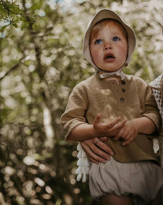 The Muslin Henley - Camel Clothing The Simple Folk