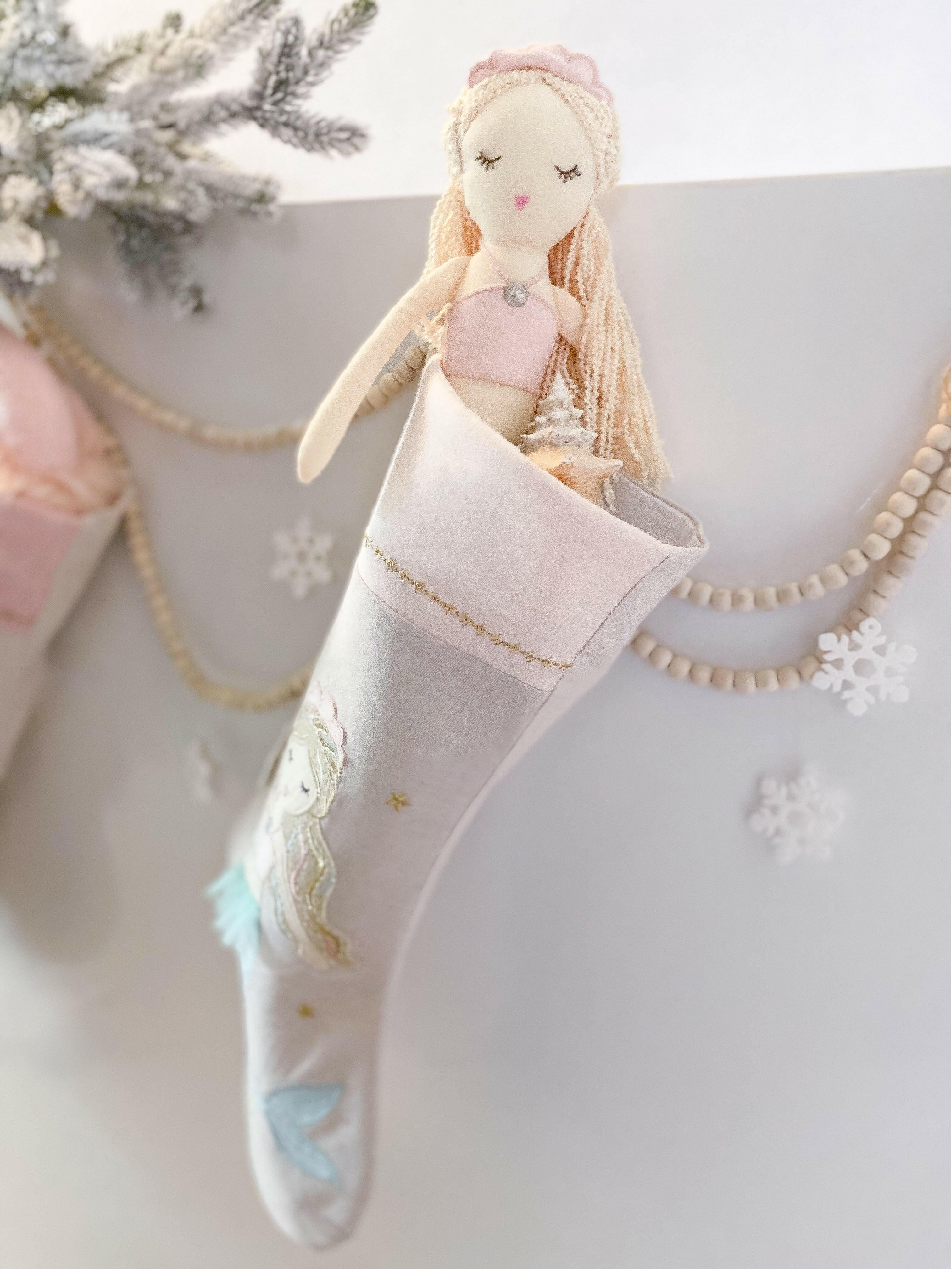 'MIMI' MERMAID LINEN CHRISTMAS STOCKING Stocking MON AMI