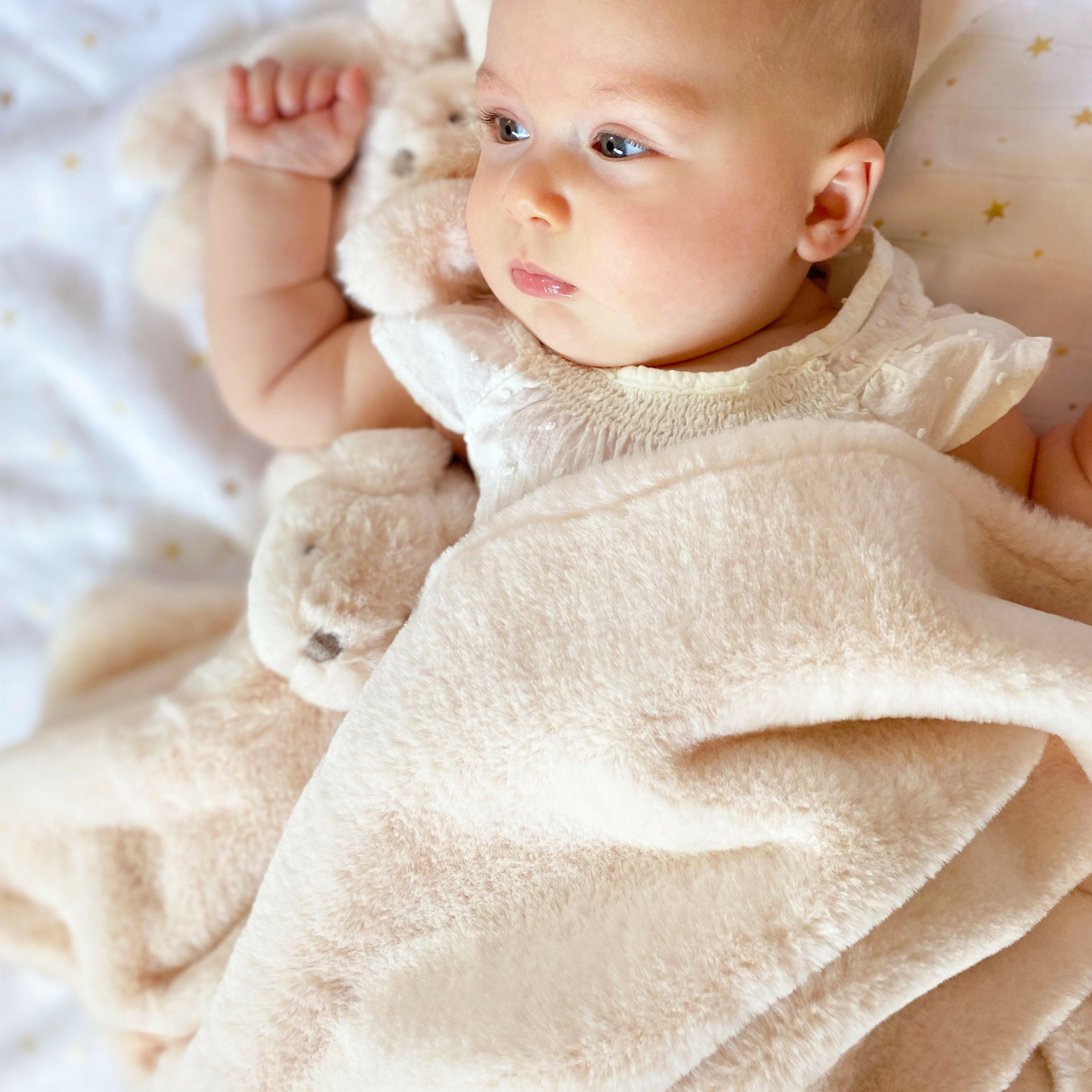 PALE PINK LUXE FAUX FUR BABY BLANKET Blanket MON AMI