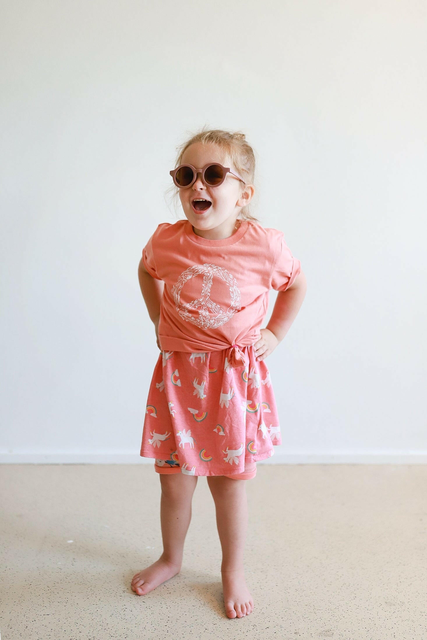 Peace Floral Kid’s Illustrated T-Shirt Kids Polished Prints