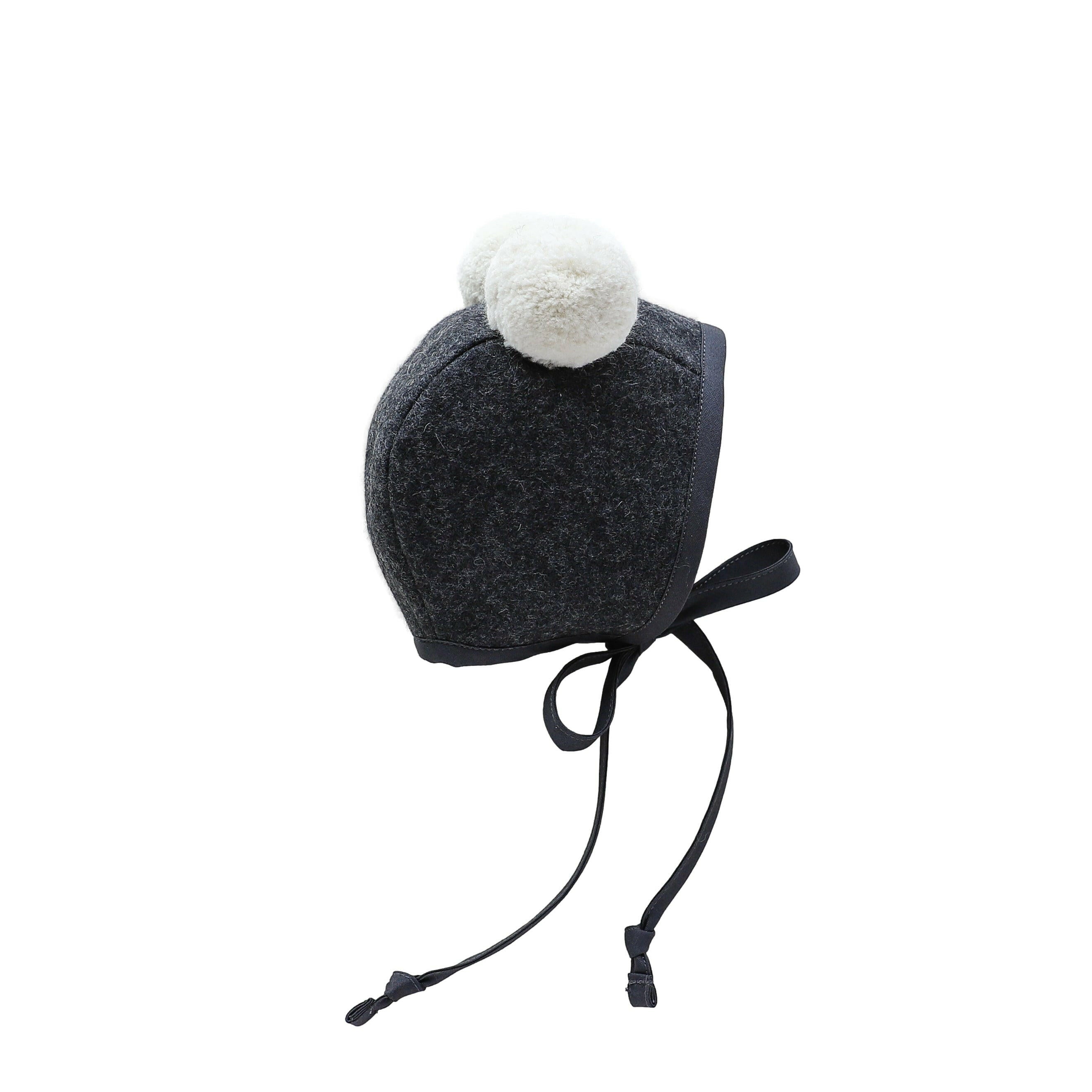 Charcoal Double Pom Bonnet Cotton-Lined Bonnets Briar Baby®