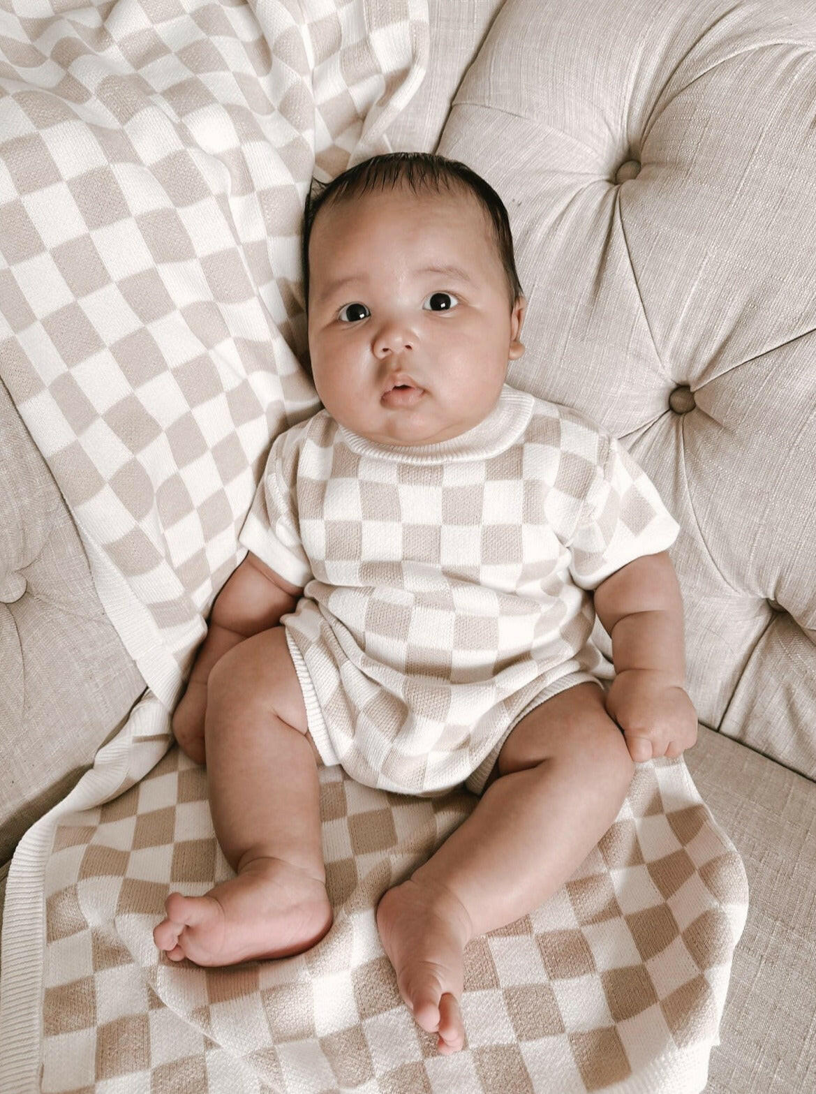 Luna + Luca Checkered Romper Luna + Luca