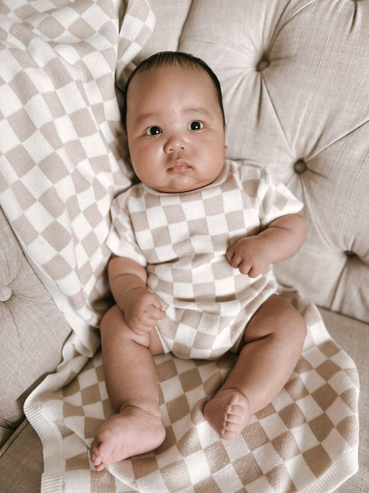 Luna + Luca Checkered Romper Luna + Luca