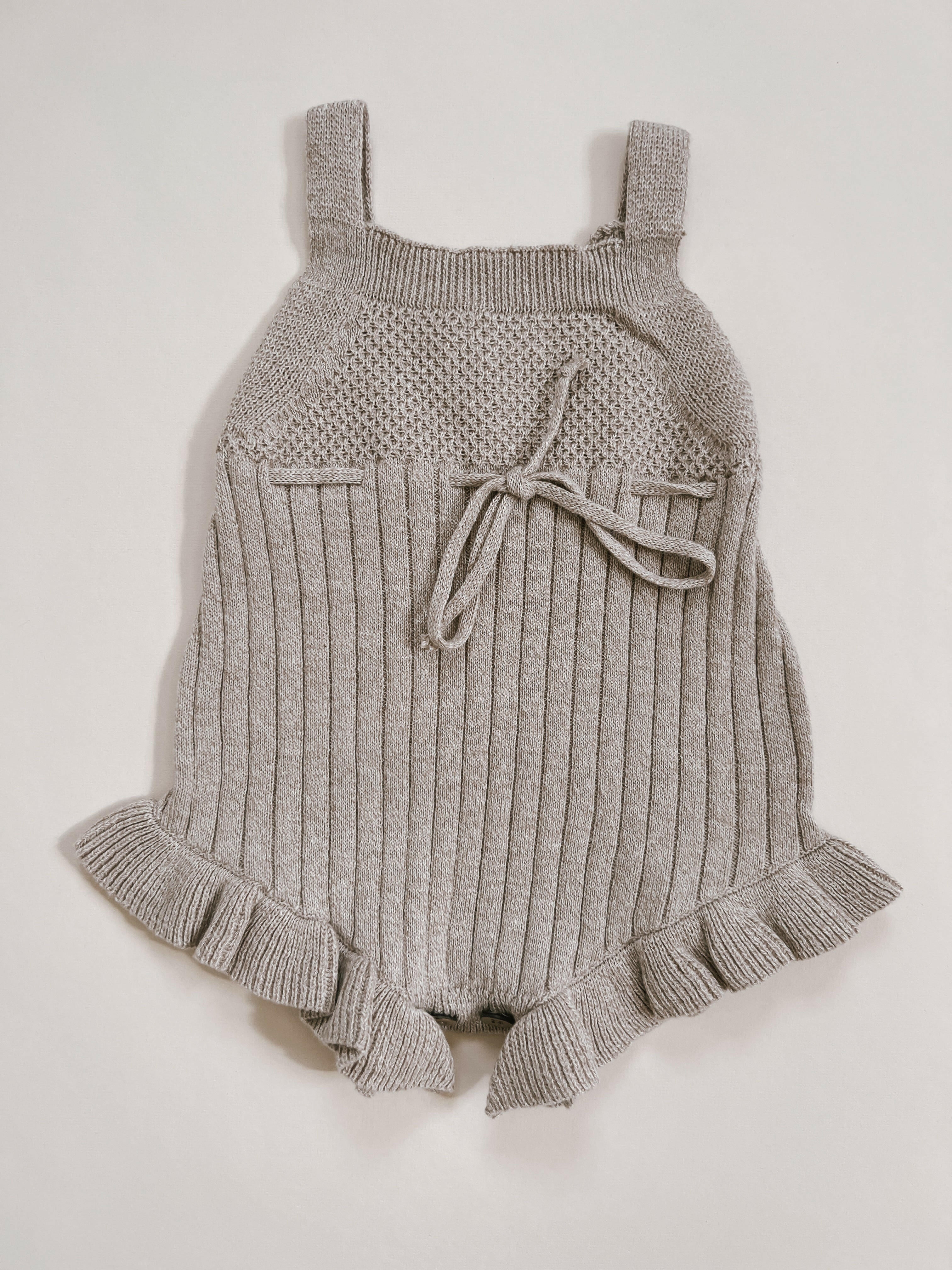 Luna + Luca Sleeveless Ruffle Romper - Heather Beige Luna + Luca