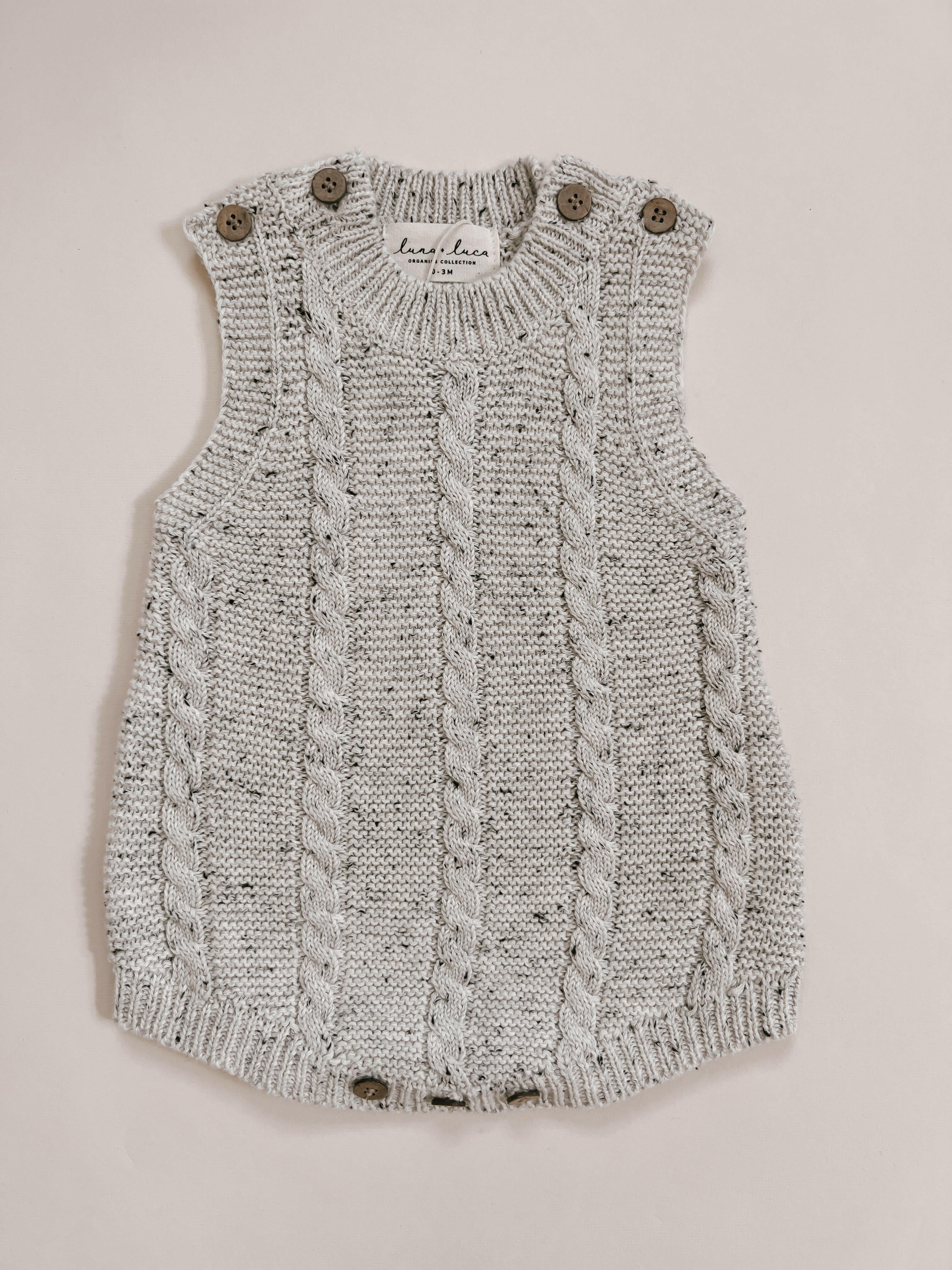 Luna + Luca Cable Knit Summer Romper - Black Speckle Luna + Luca