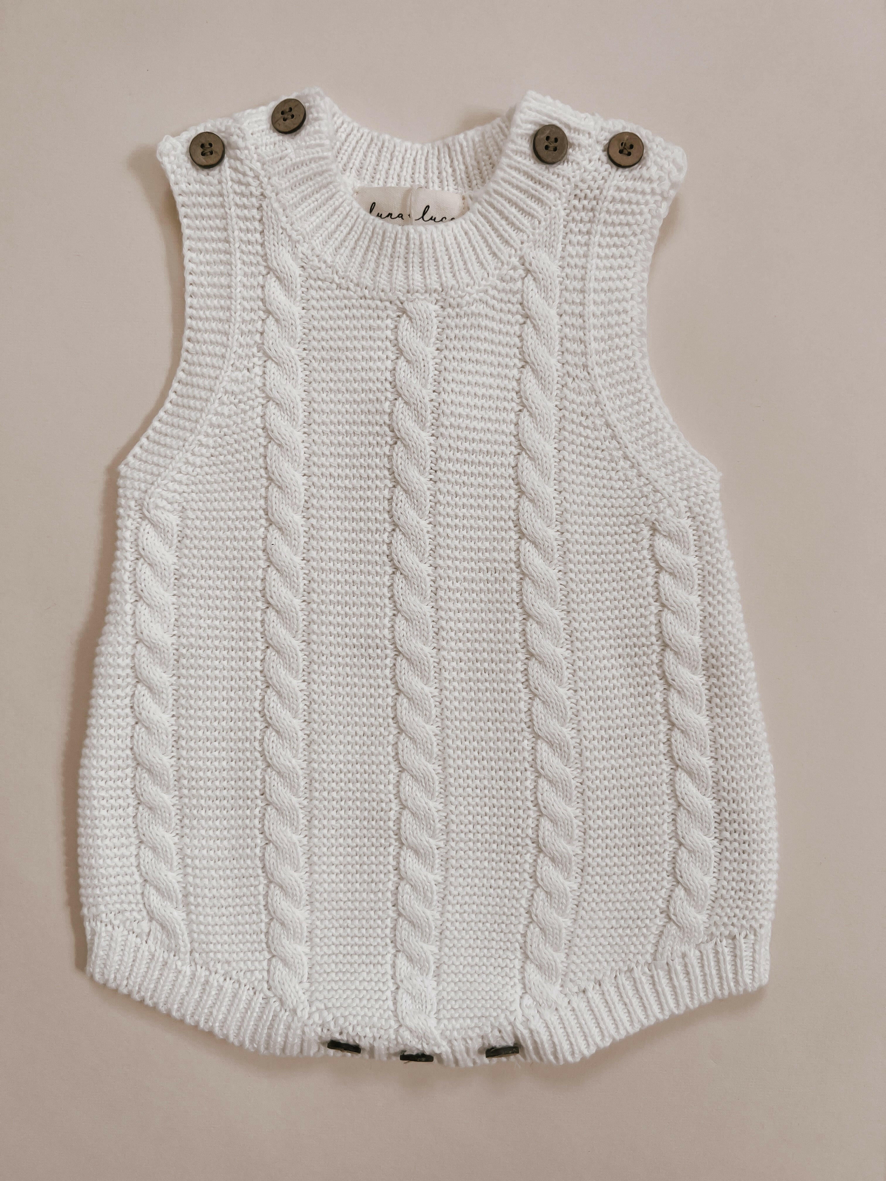 Luna + Luca Cable Knit Summer Romper - White  Luna + Luca