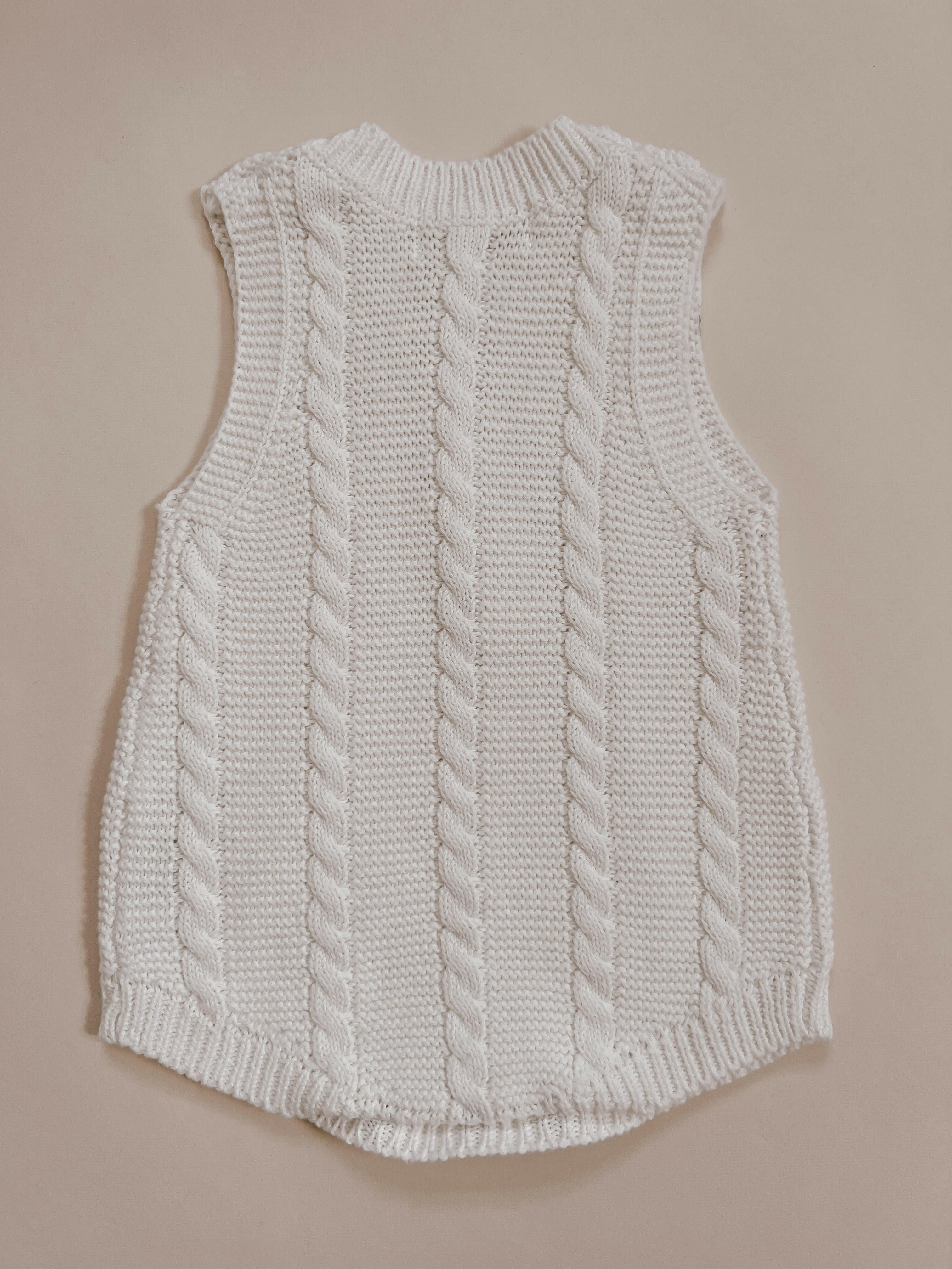 Luna + Luca Cable Knit Summer Romper - White  Luna + Luca