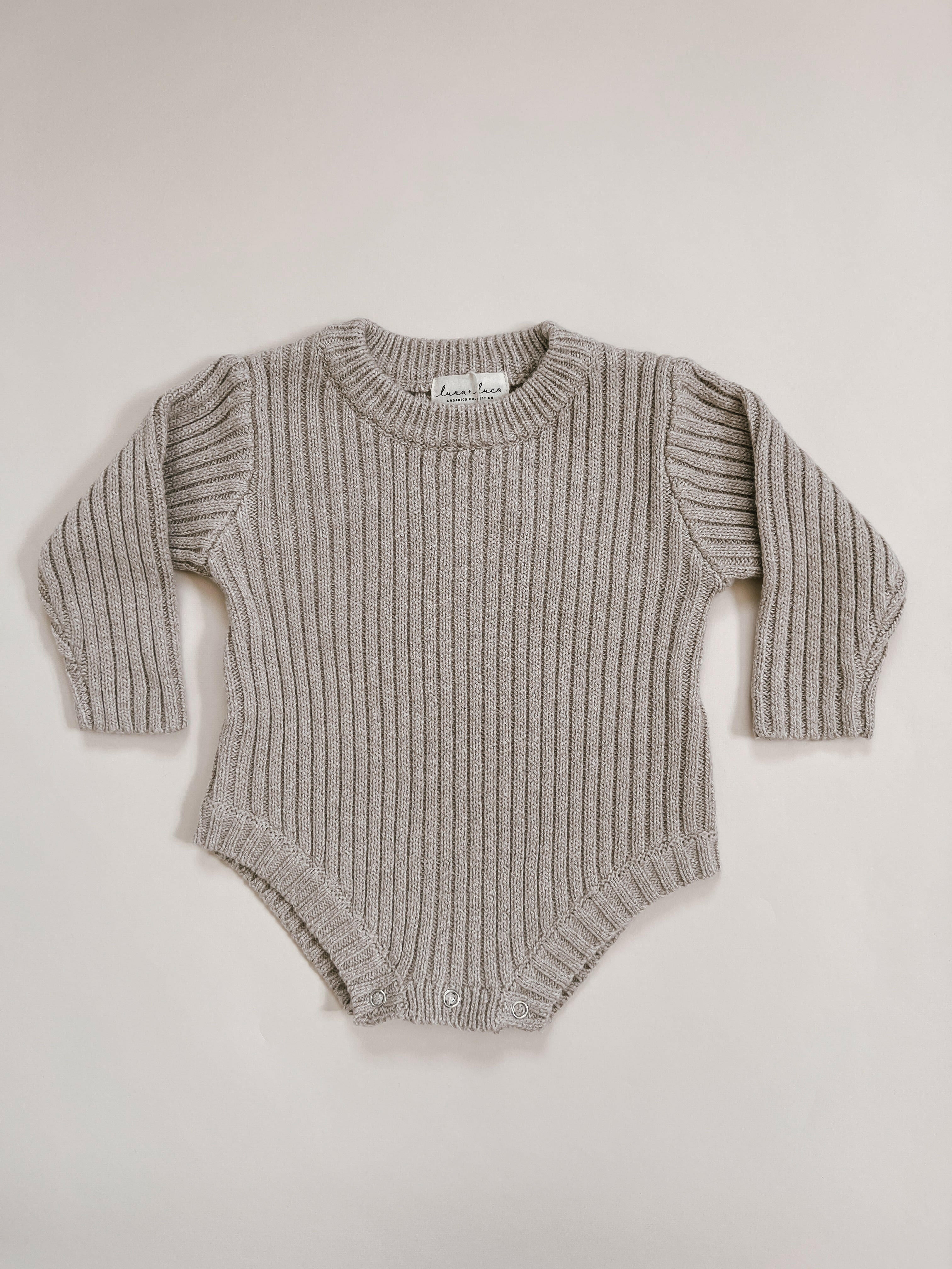 Luna + Luca Chunky Rib Romper - Heather Beige Luna + Luca