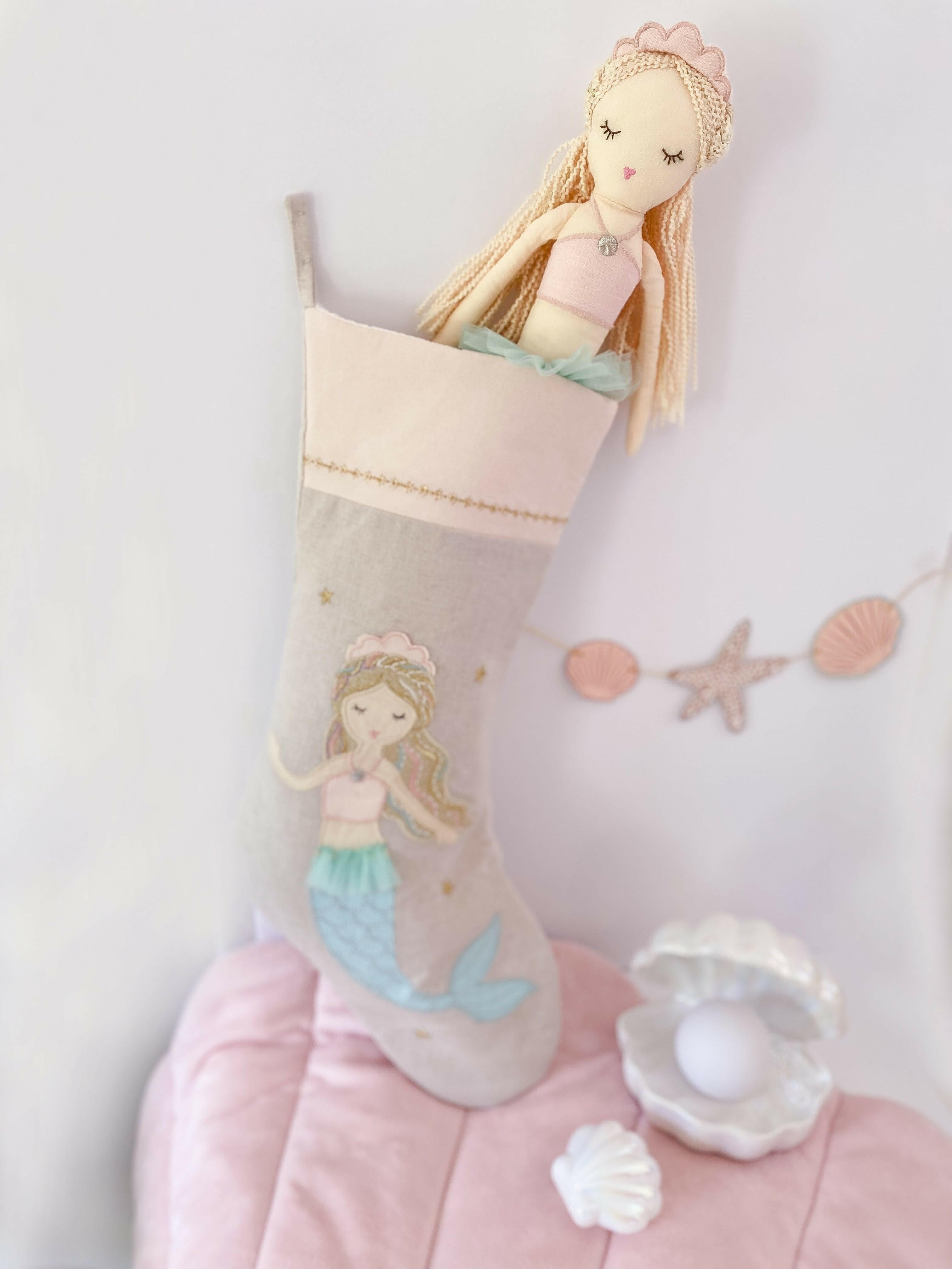 'MIMI' MERMAID LINEN CHRISTMAS STOCKING Stocking MON AMI